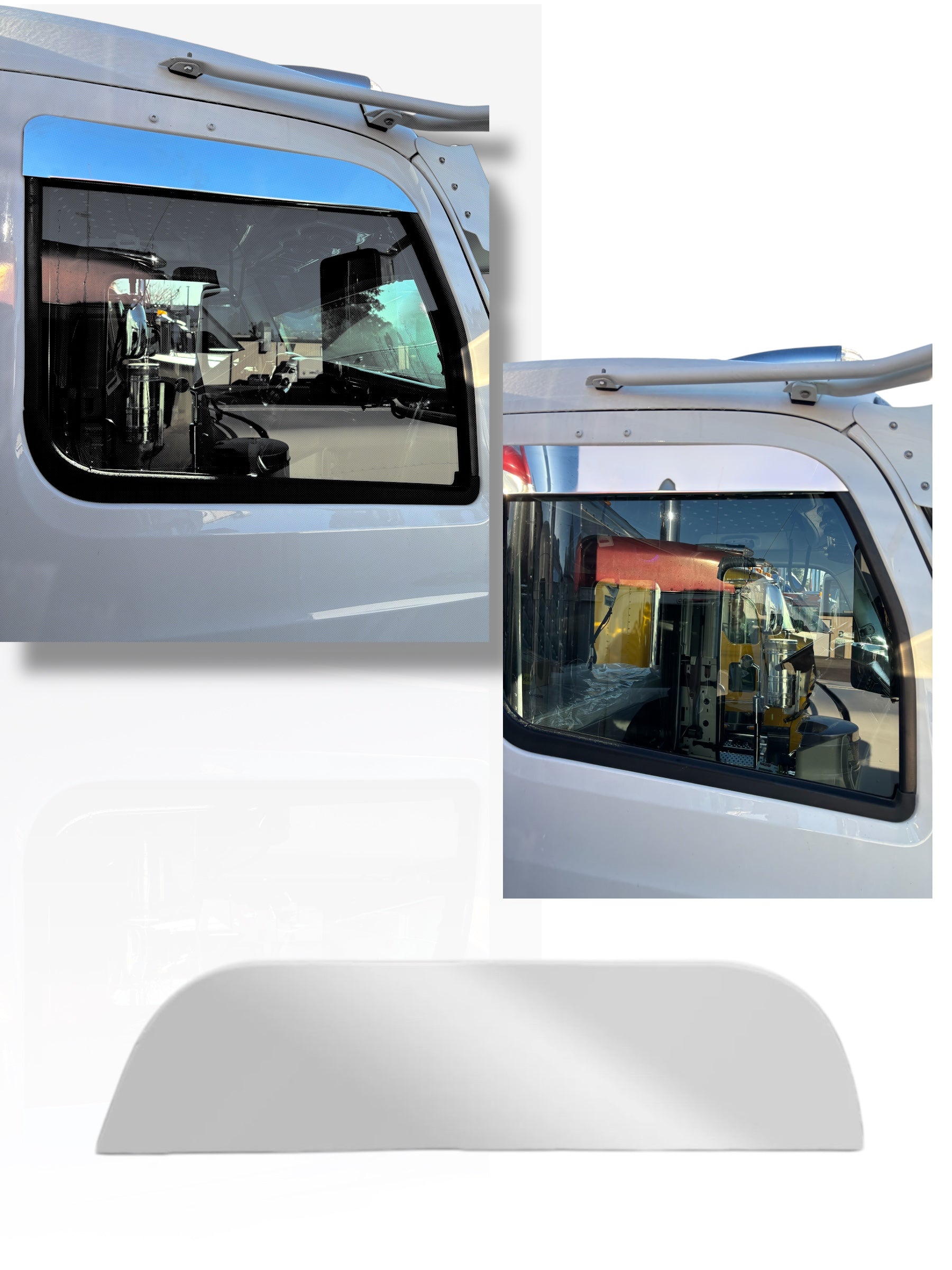 4 inch stainless steel window chop straight compatible with Peterbilt 589 and 579