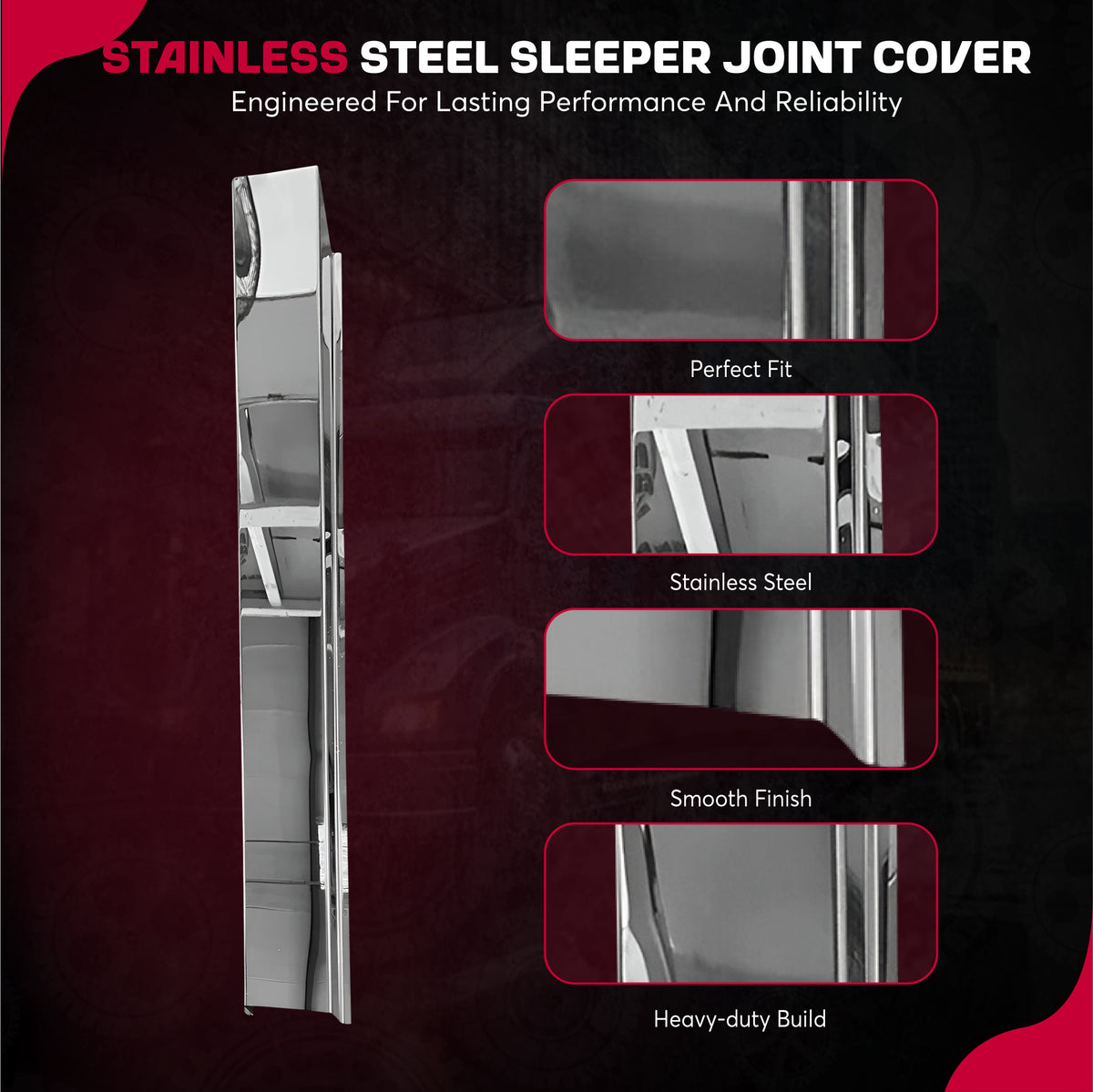 Peterbilt 379 389 Sleeper Joint Cover, Stainless, photo 4