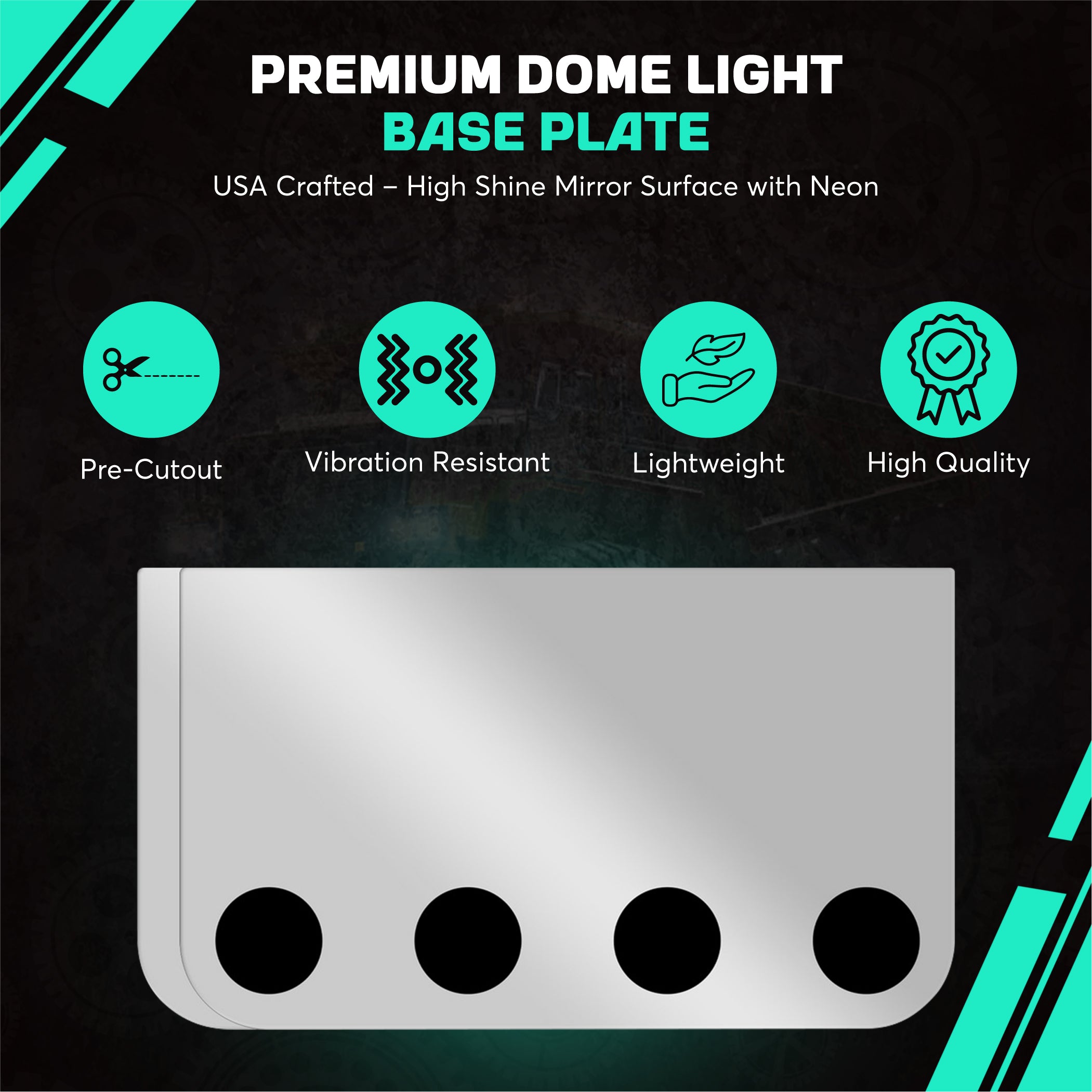 Rear Center Panel 20 Inch RC Style Stainless Steel W/ 4 - 4 Inch On Front And W/ 2 - 4 Inch Light Holes Cutouts On The Back | Universal Fit | Lighs Not Included