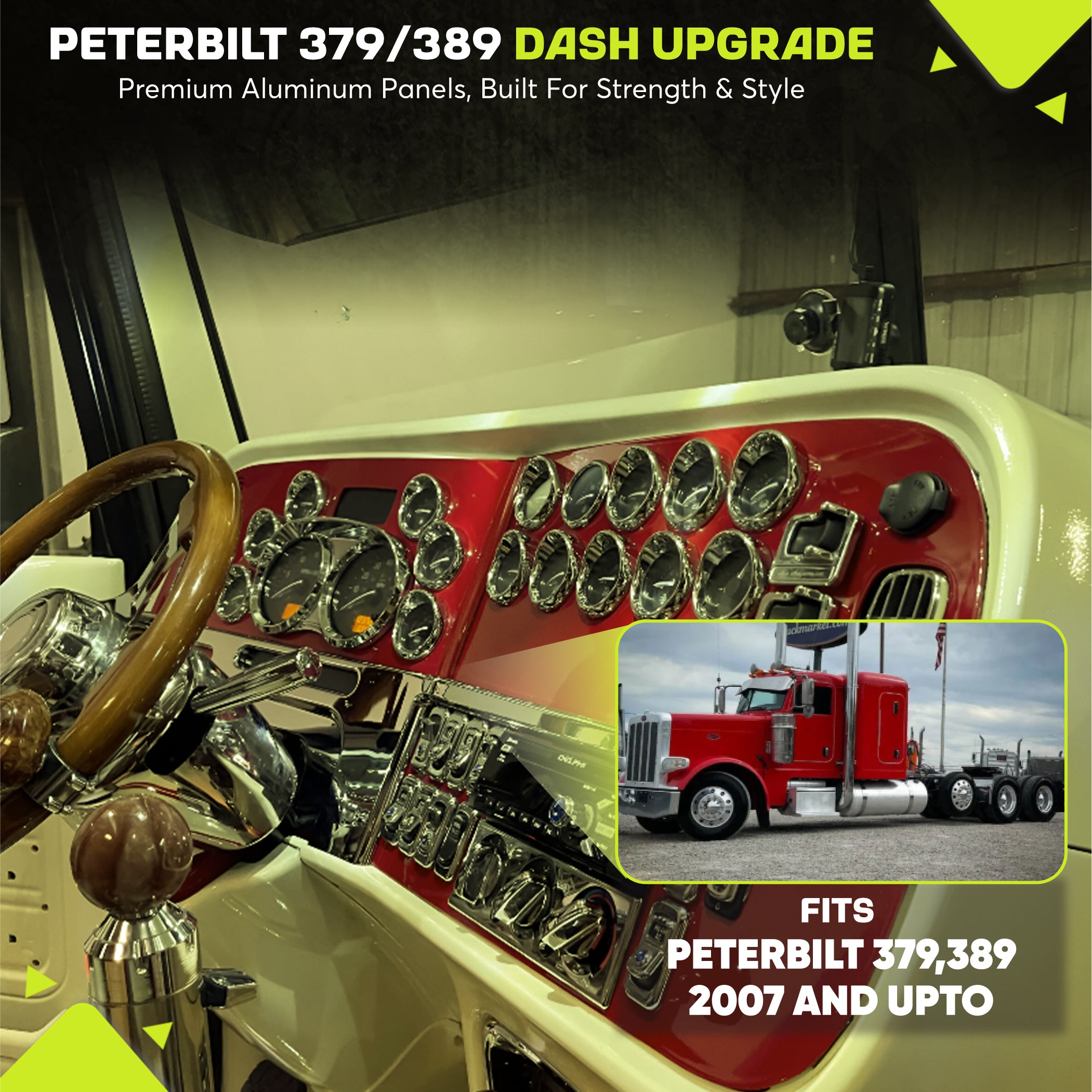 Peterbilt 379 389 2007 and UP Dash Panel Trim Kit