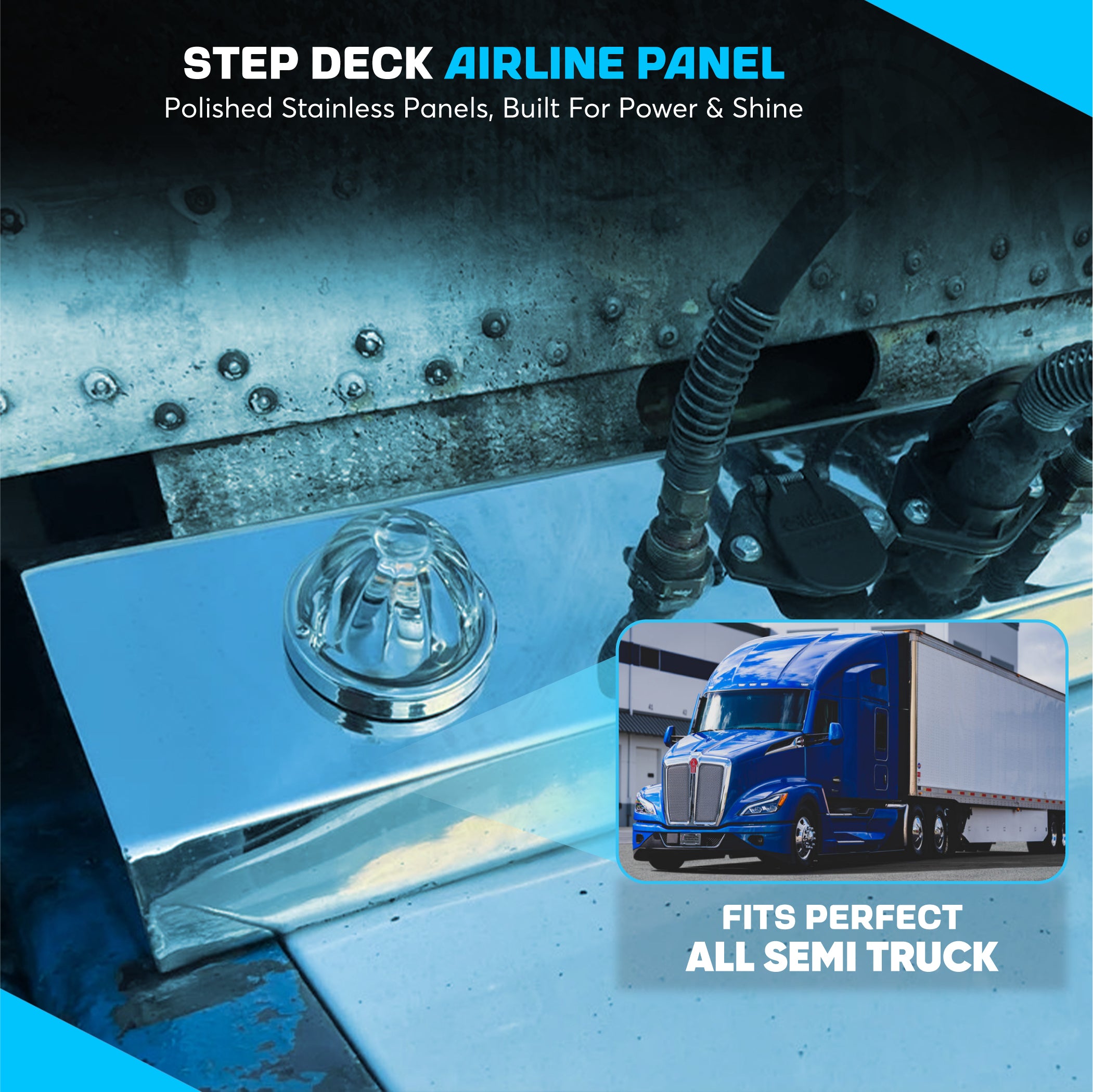 Step Deck Airline With Holes For Watermelon Lights Stainless Steel | Lights Not Included | Universal Fit