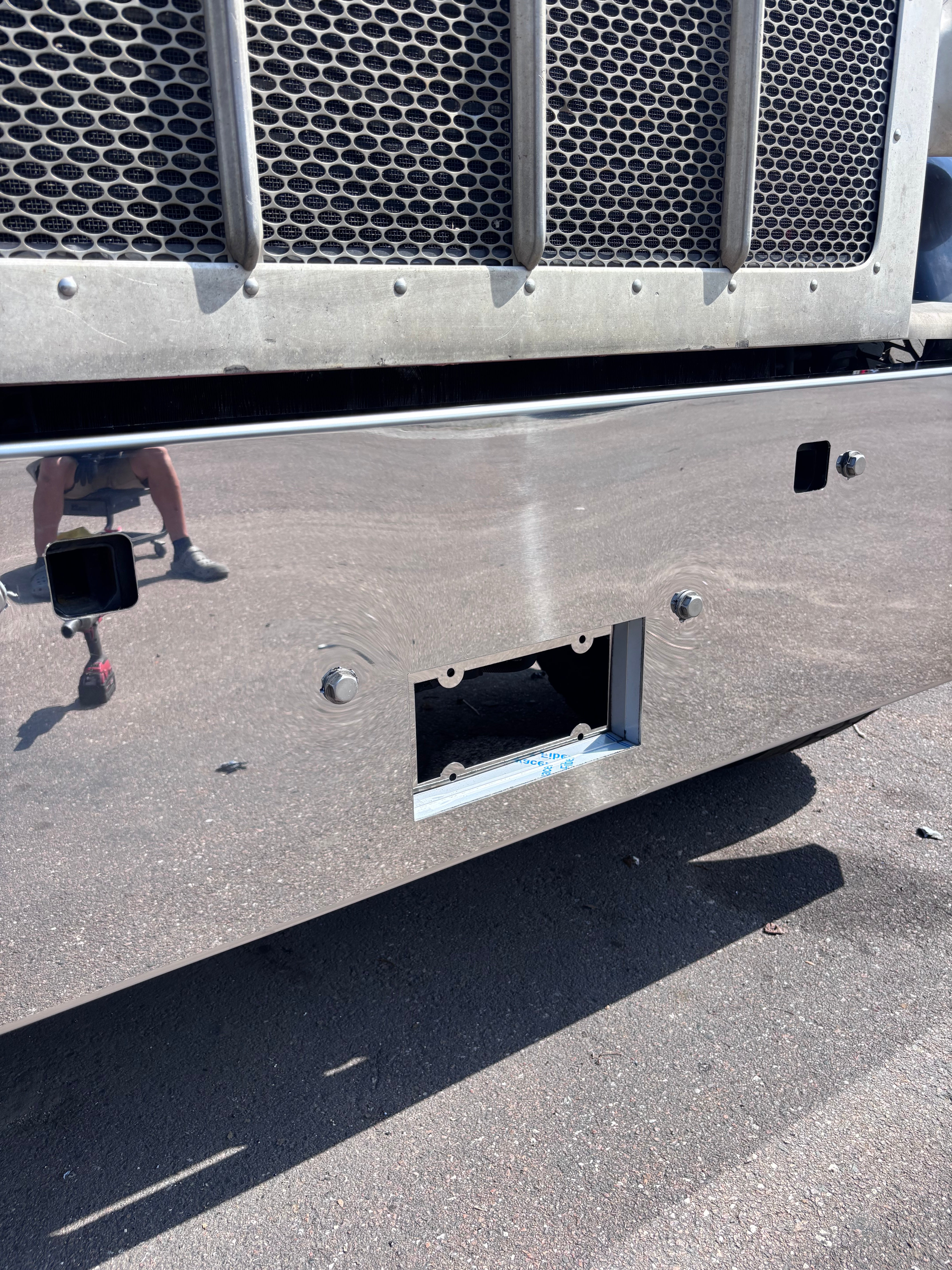 Peterbilt 389 388 365 Straight mount Buzzard Bumper W/ 4 Inch Ends Mirror Finish Made In USA