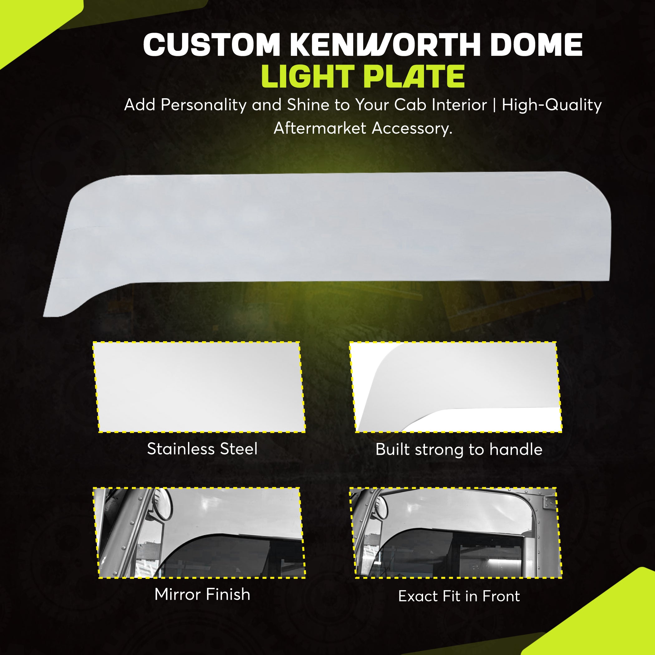 6 Inch Flange Chop Top Windows Set Stainless Steel Compatible with Kenworth T600, T800 & W900