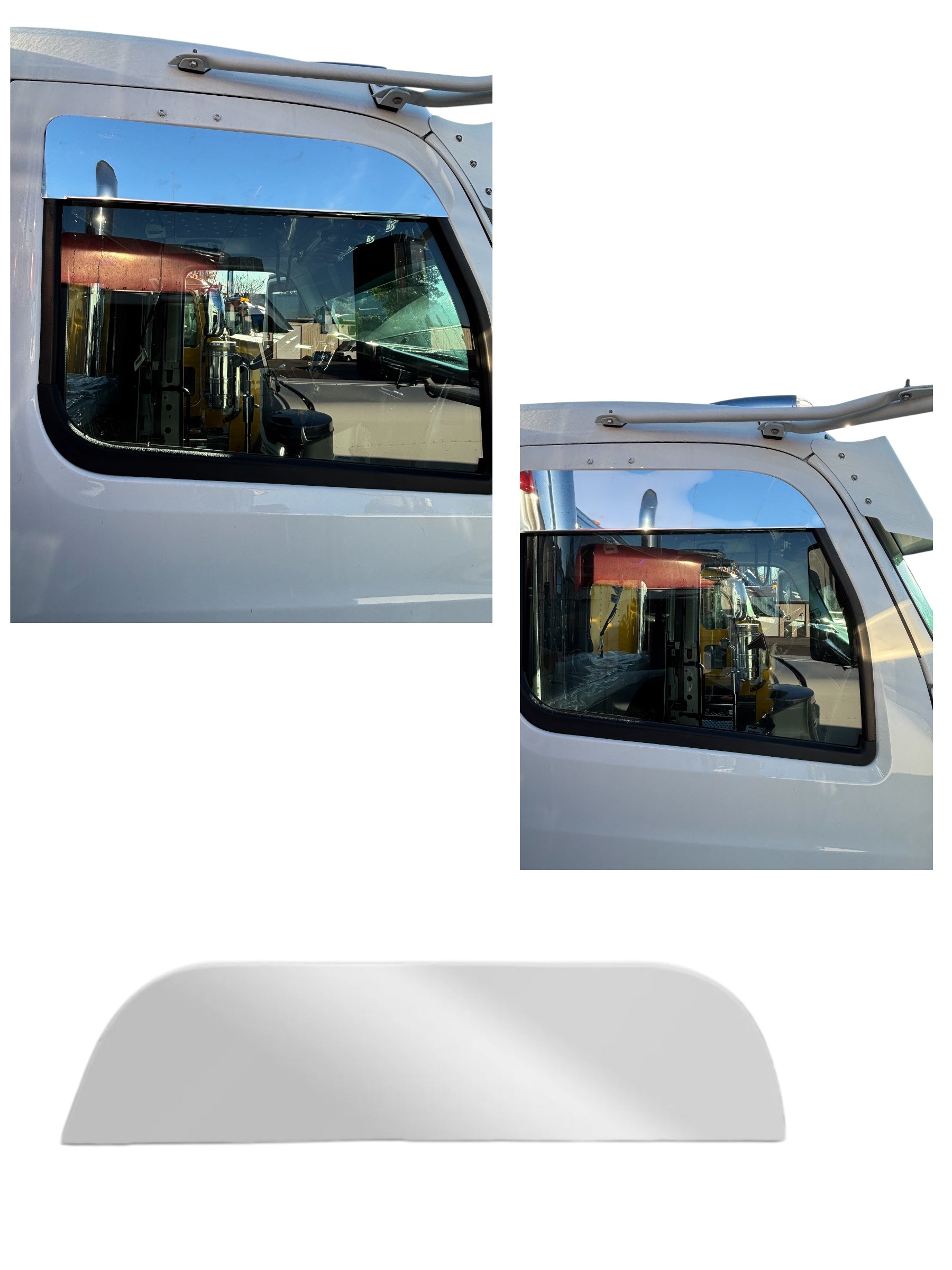 6 inch stainless steel window chop straight compatible with Peterbilt 589 and 579