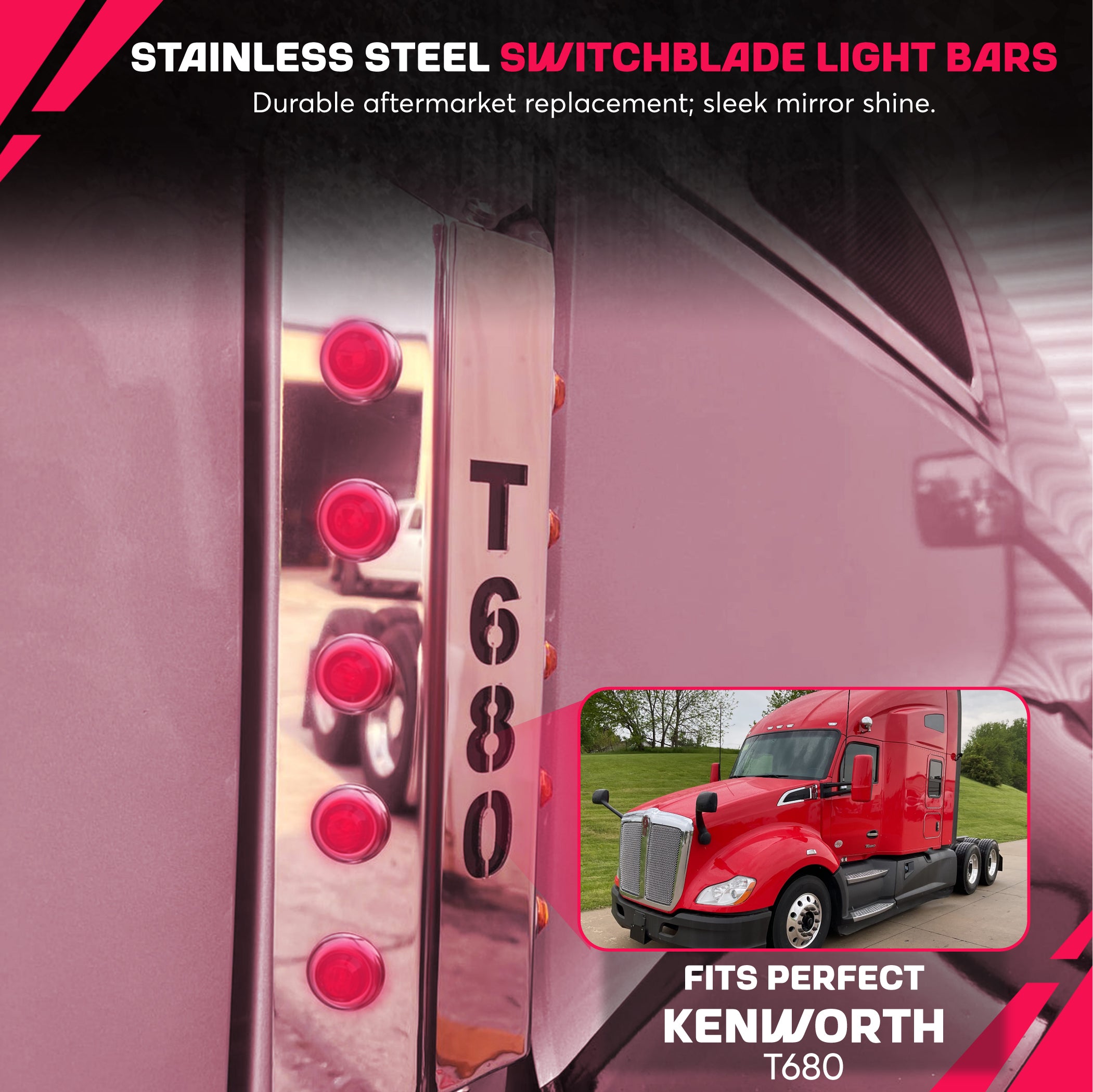 Air Cleaner Lightbar Penny Lights Set 15" Compatible with Kenworth T680