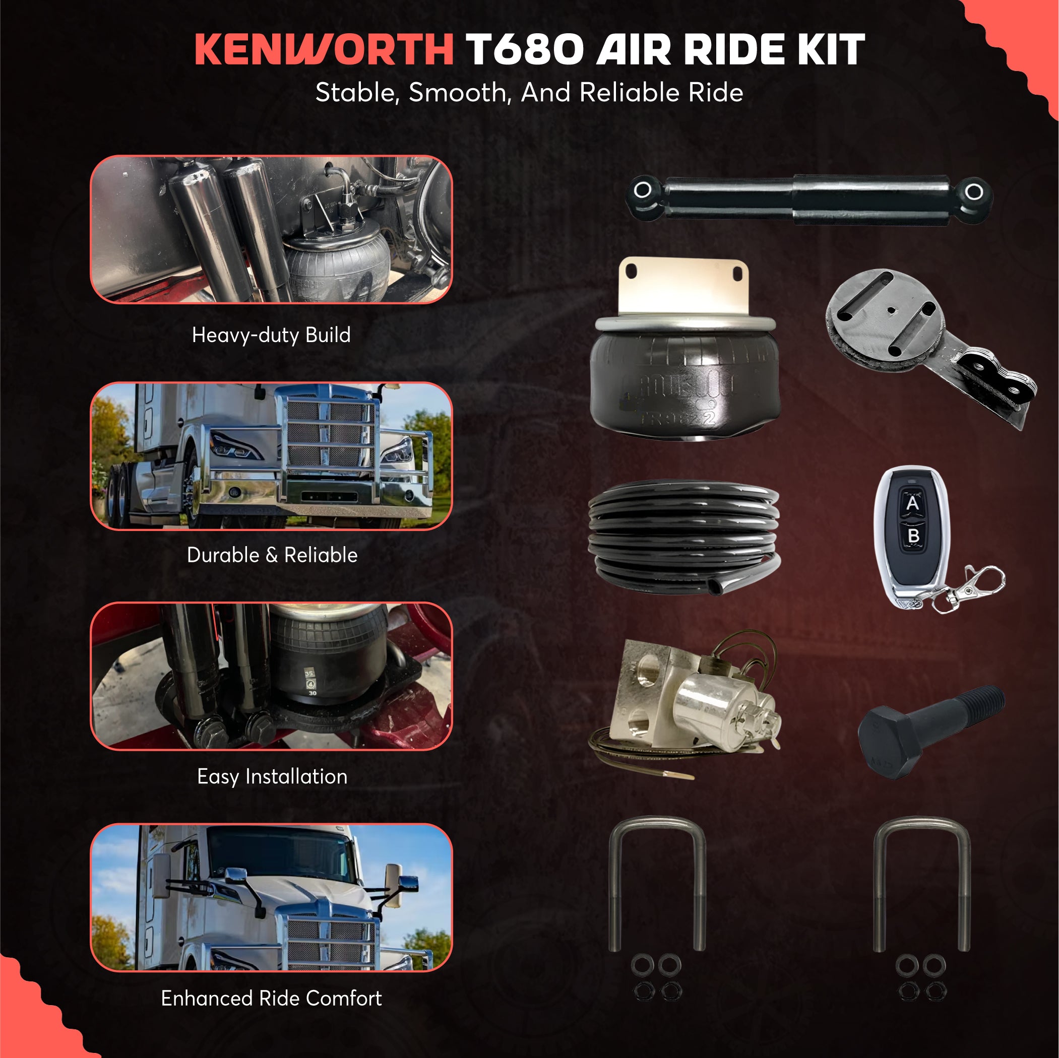 Air Ride Kit Compatible with Kenworth T680