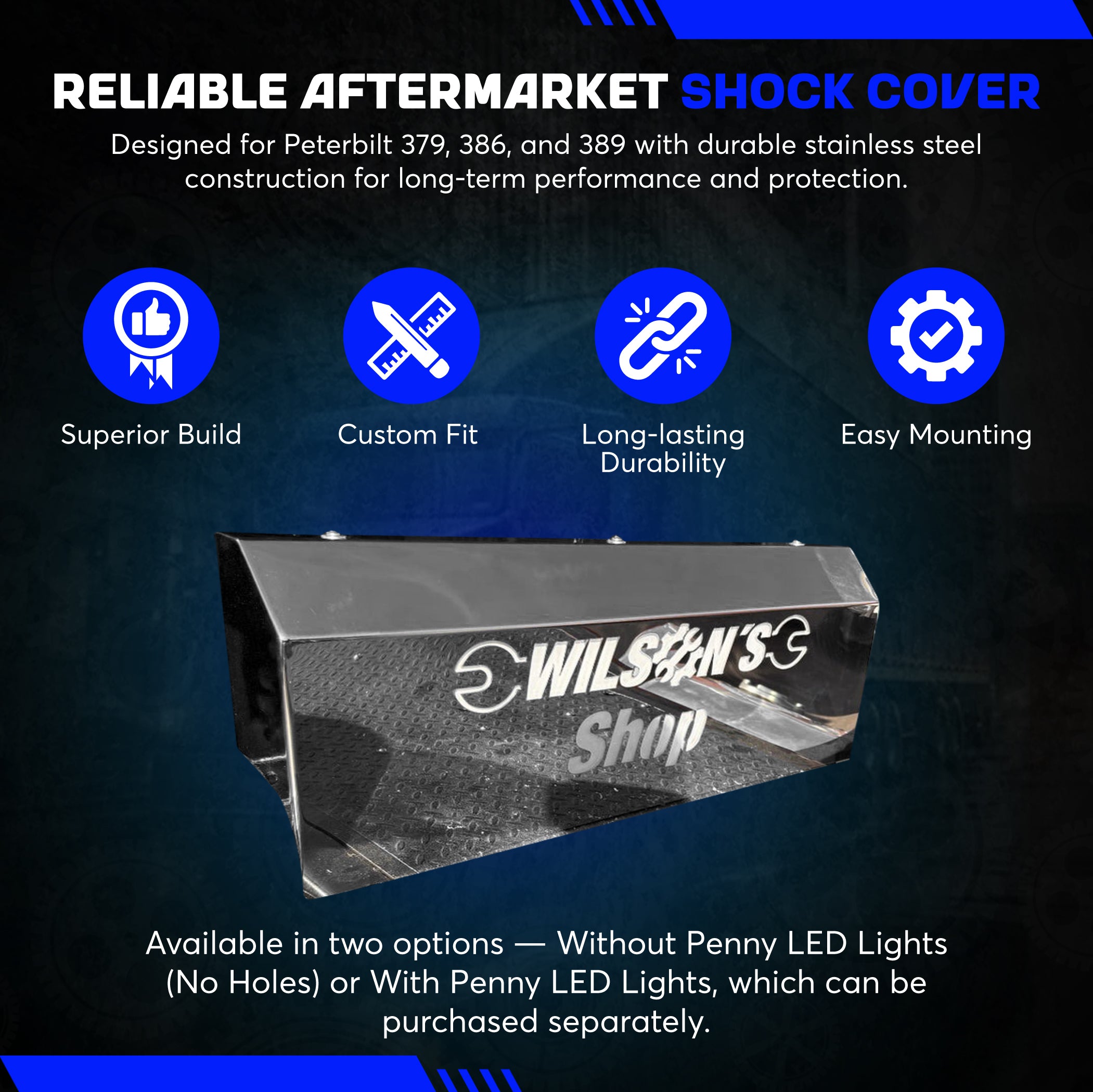 Custom Sleeper Shock Box Cover For Peterbilt 379, 386, 389 Stainless Steel
