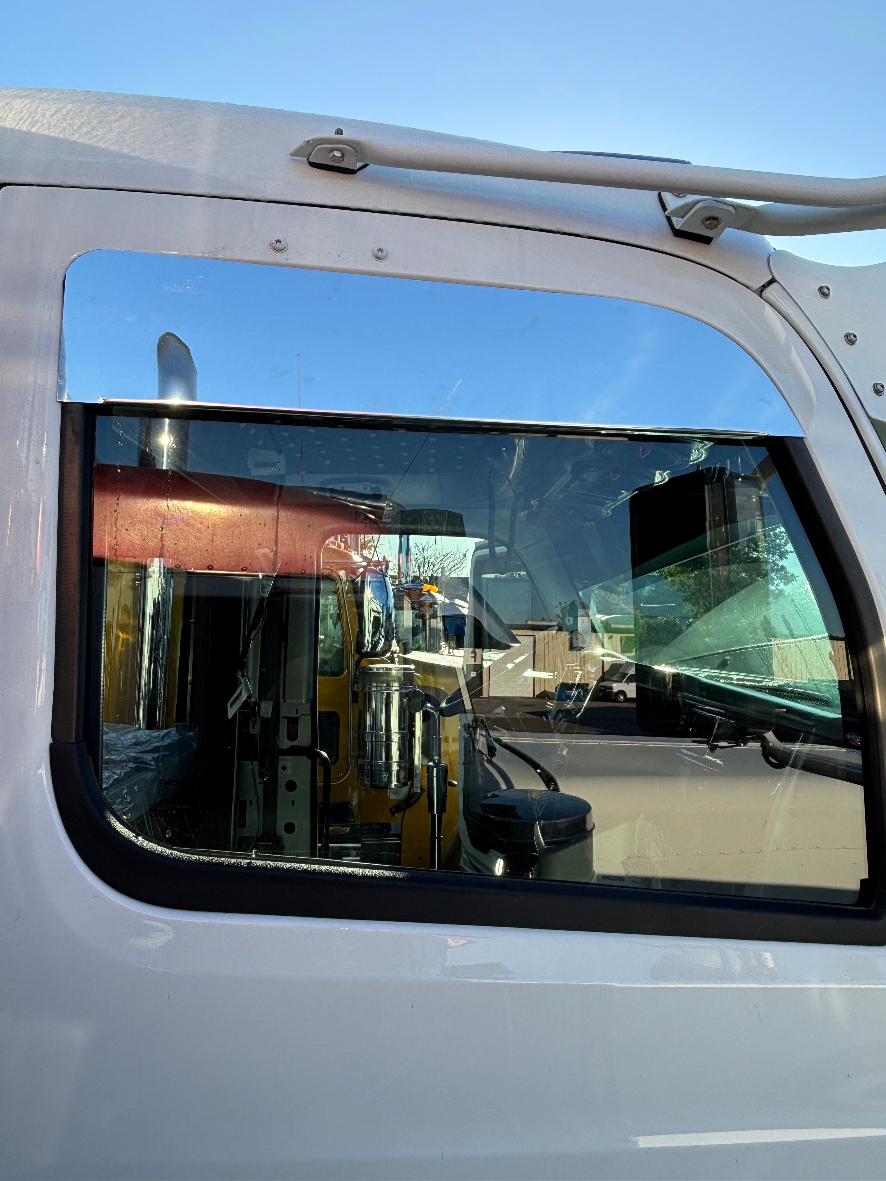 6 inch stainless steel window chop straight compatible with Peterbilt 589 and 579