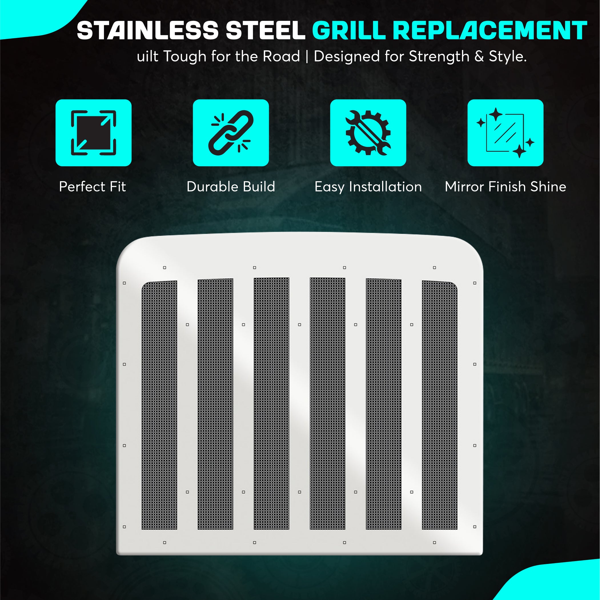 Freightliner Classic, XL Stainless Steel 5 Bars Hood Grill