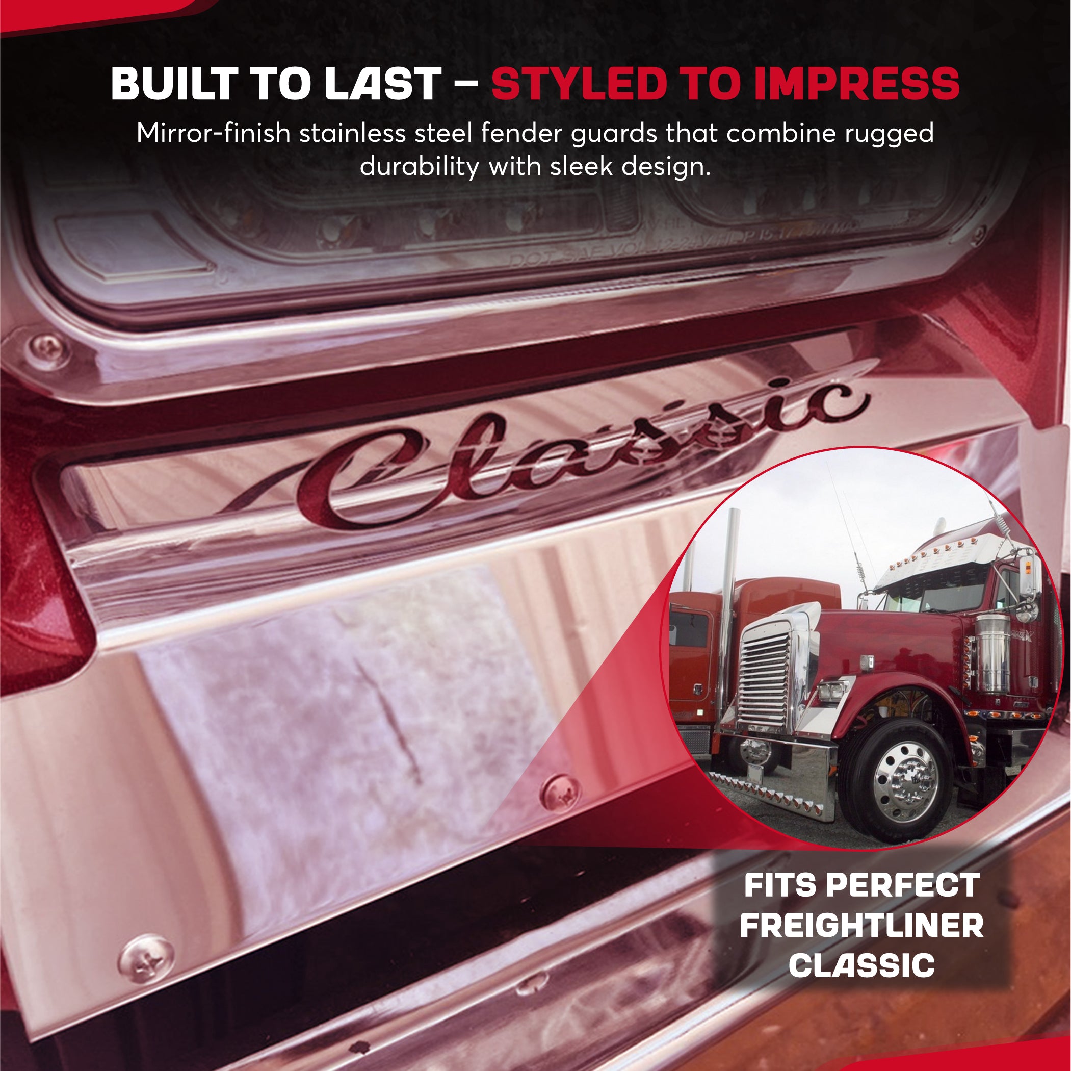 Freightliner Classic Fender Guards Stainless Steel Set Classic Style