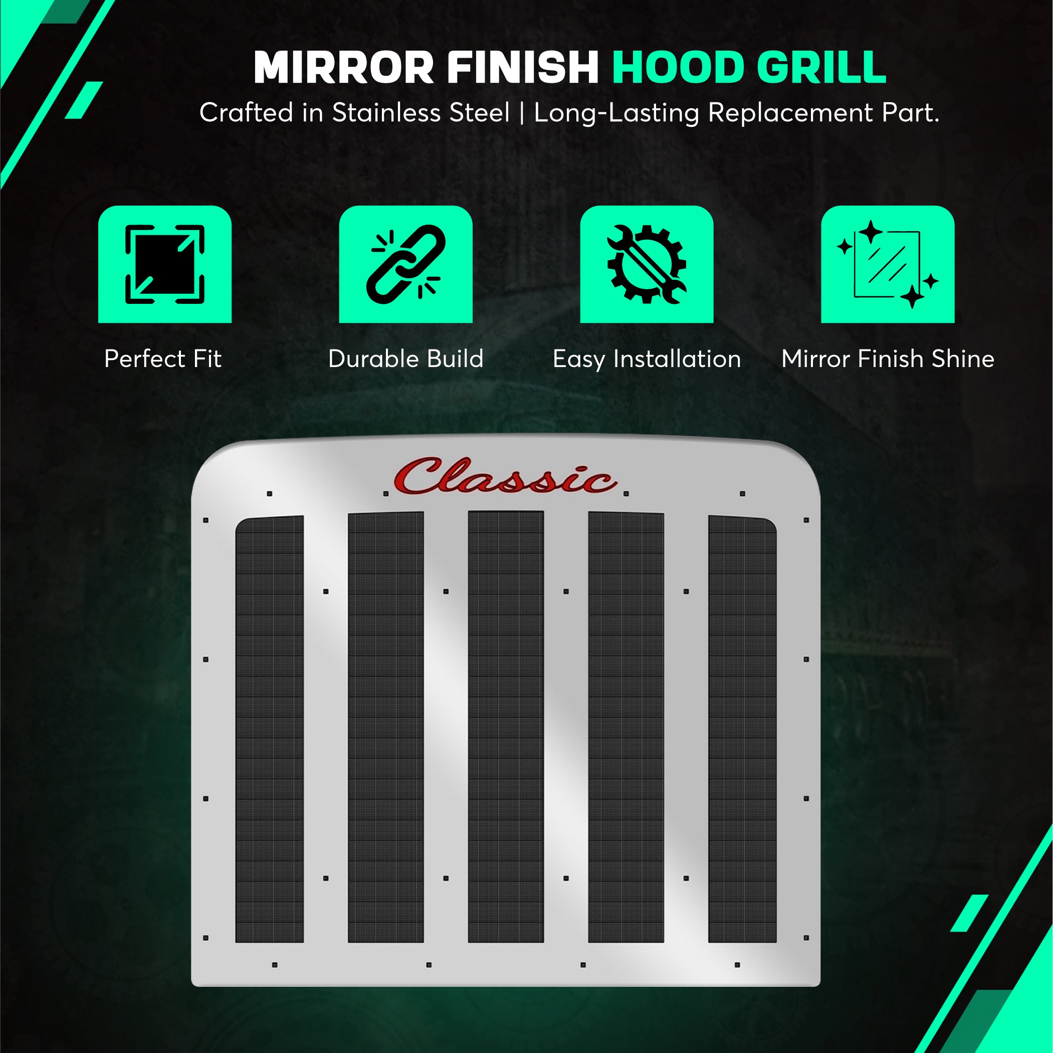 Freightliner Classic, XL Stainless Steel Classic Hood Grill