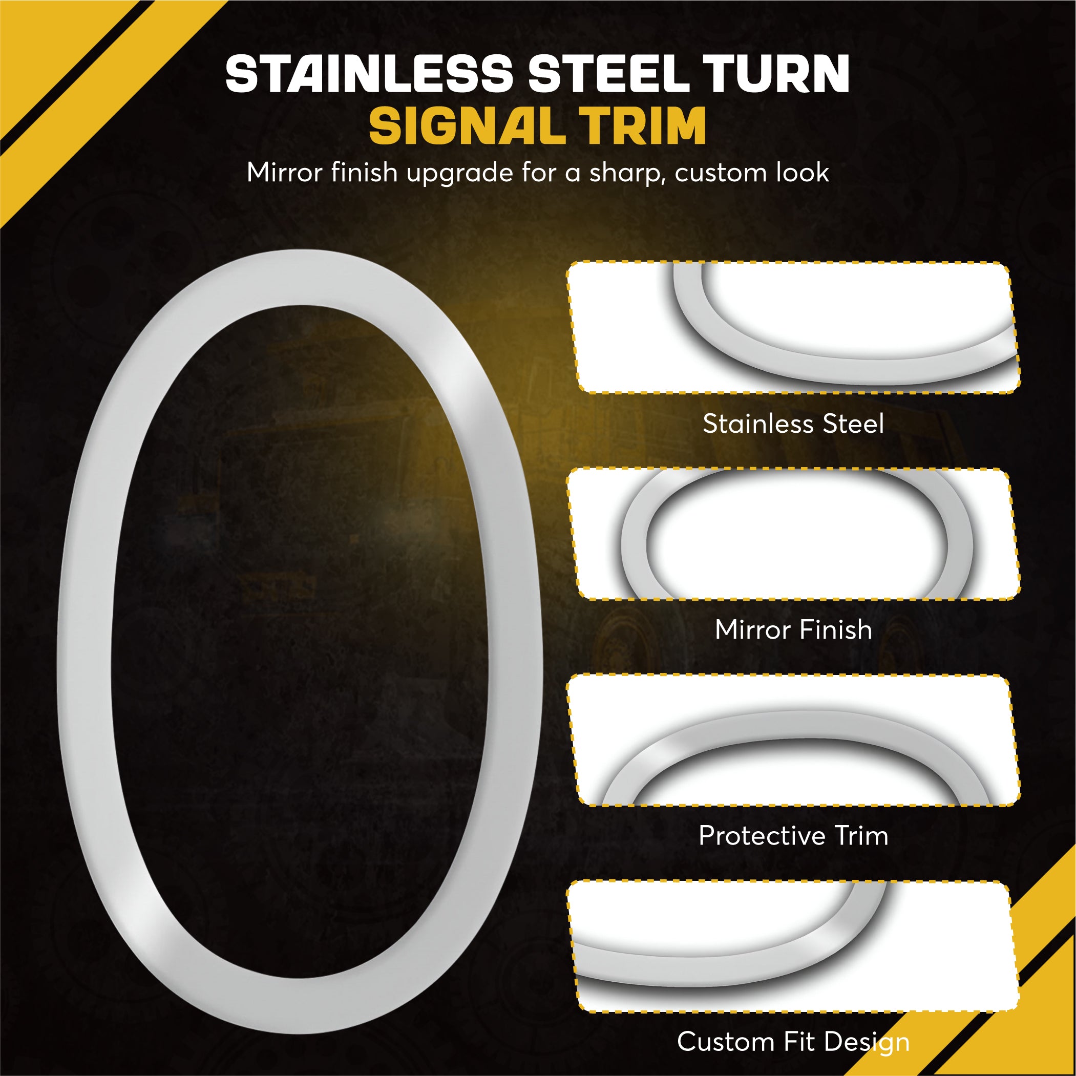 Freightliner Columbia, Century, Marker Light Stainless Steel Trim Frame Style Set