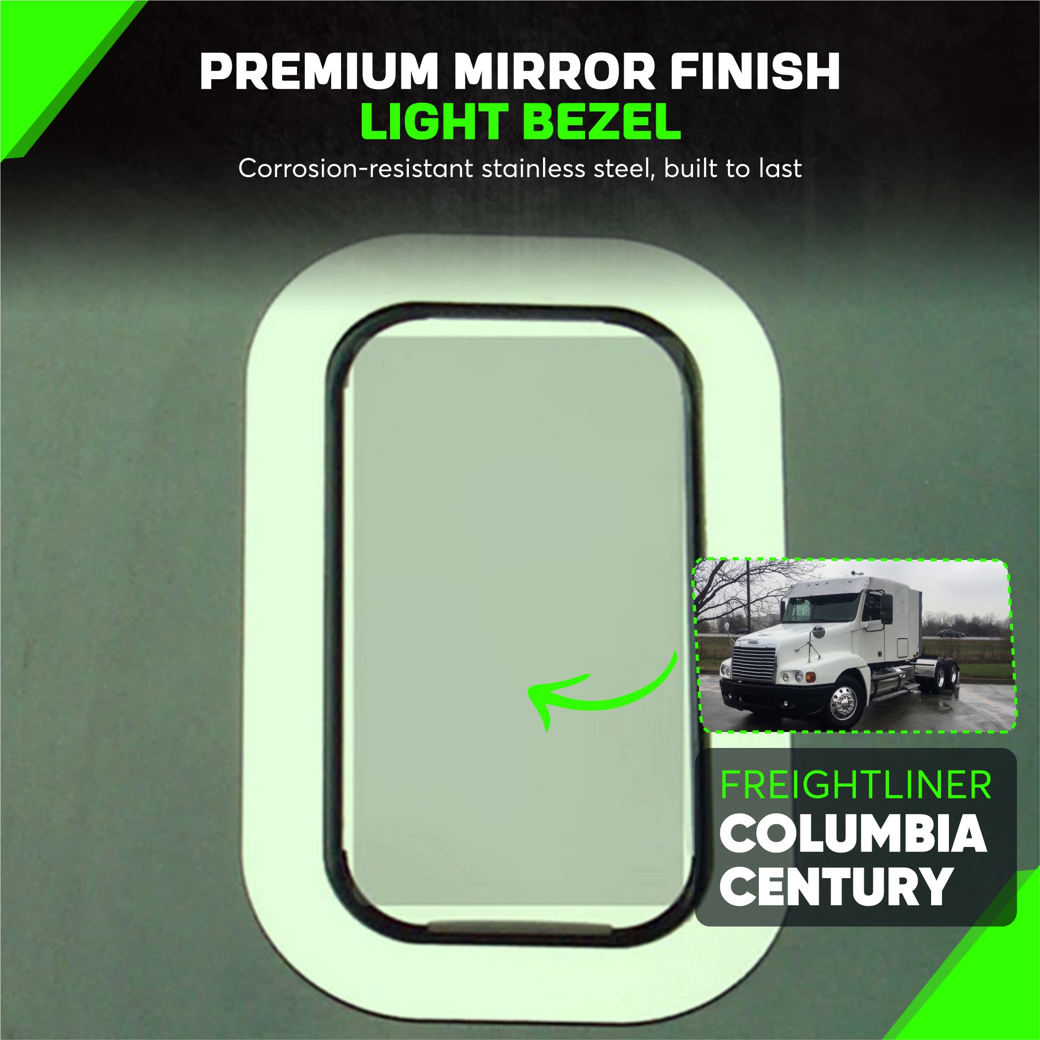 Freightliner Columbia, Century, Stainless Steel Sleeper Vent Trim Frame Style