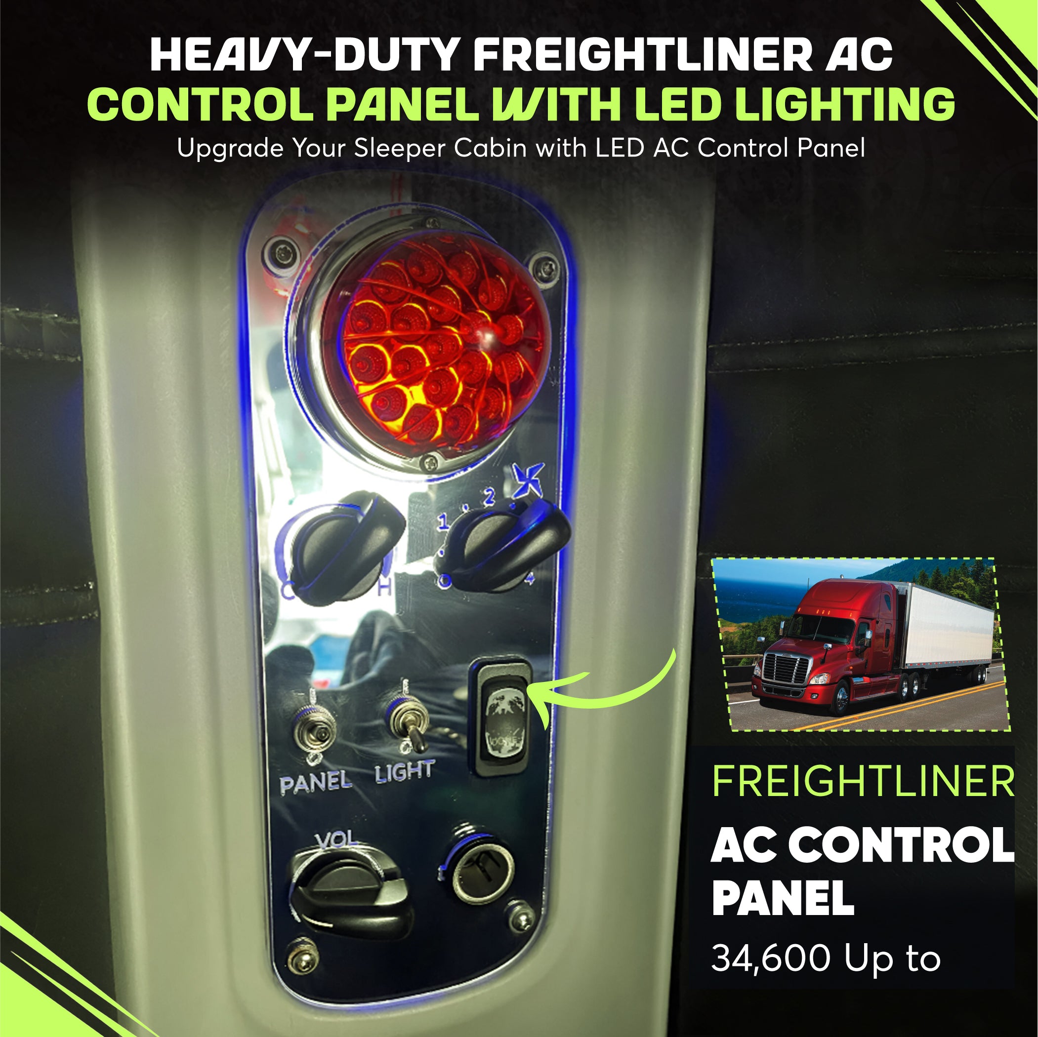 Freightliner Columbia Sleeper AC Control Panel Exact Replacement
