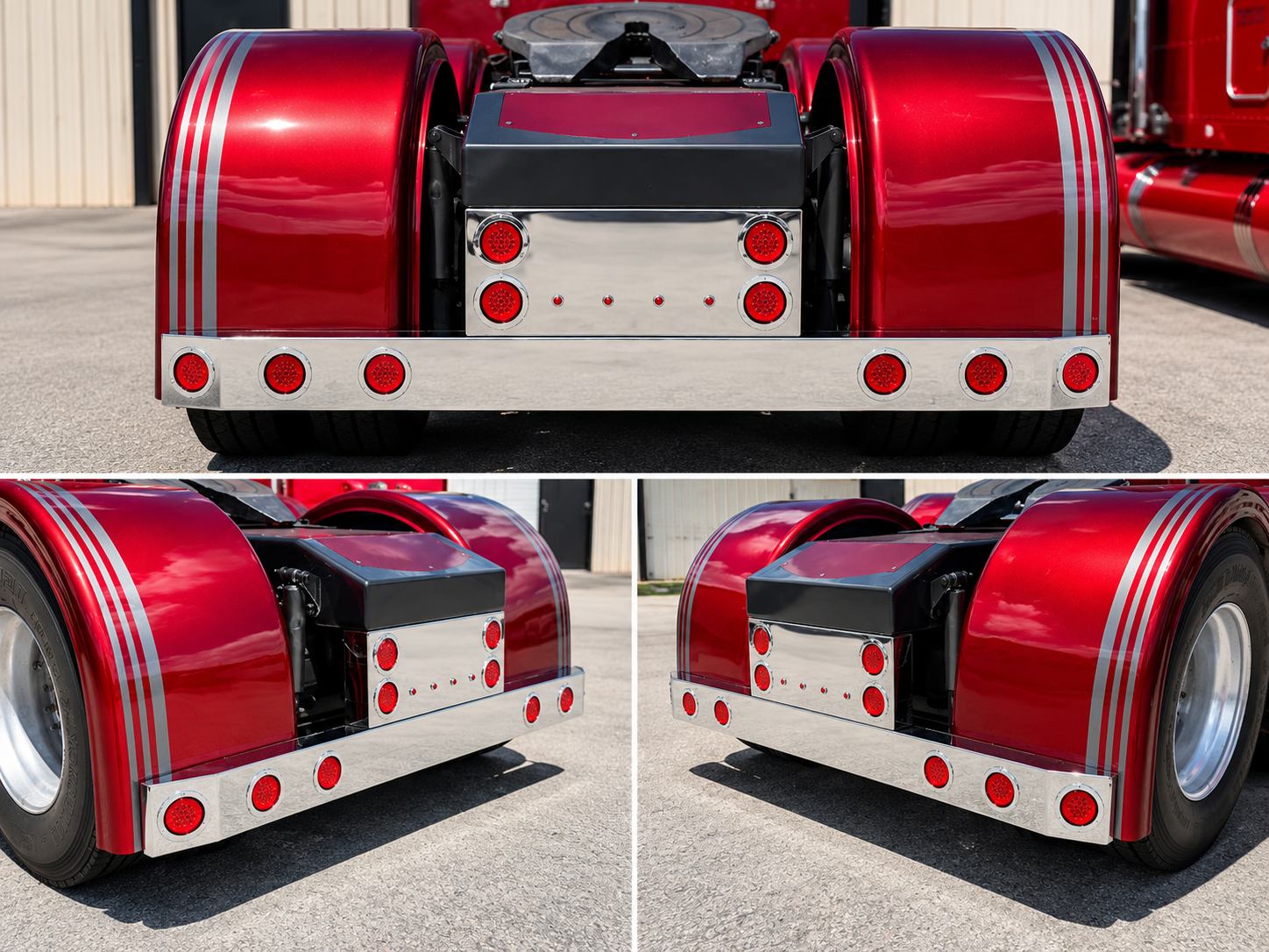 Universal Semi Truck Rear T-Bar – Mirror Stainless Steel