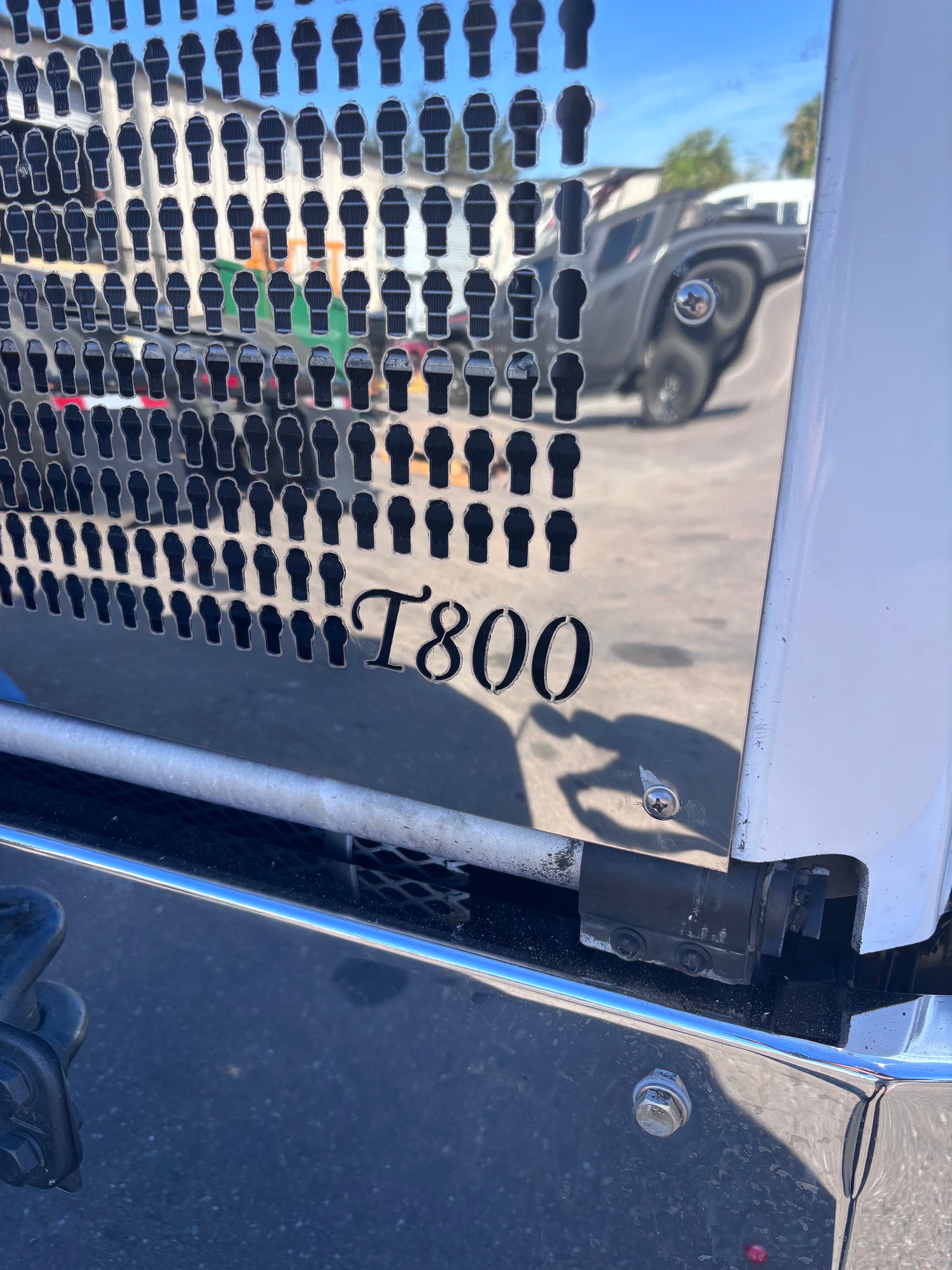 Laser Cut Stainless Steel Extended Hood Grill compatible with Kenworth t800