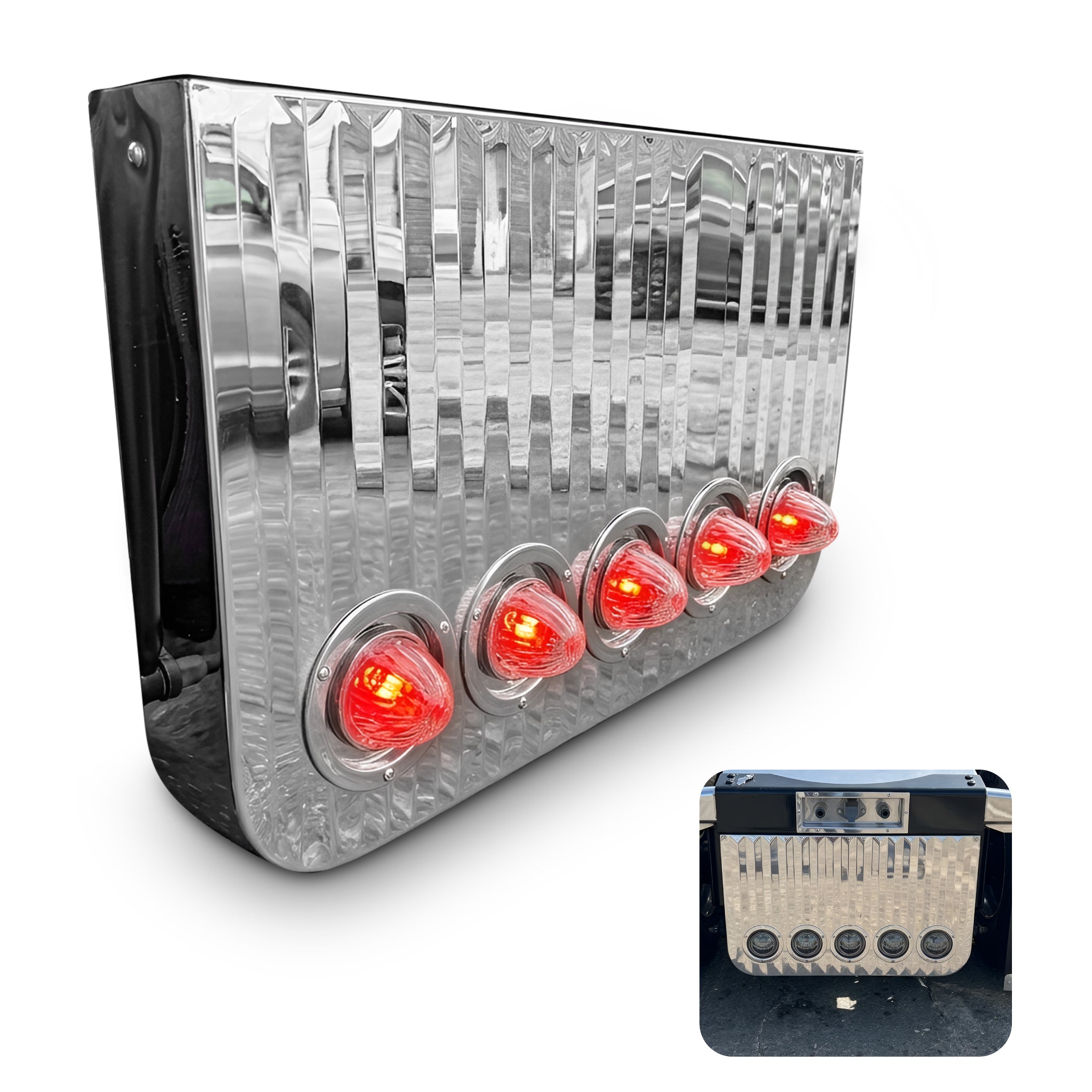 Rear Center Panel 20 Inch RC Style Stainless Steel ss style W/ 5 Inch On Front And W/ 2 - 4 Inch Light Holes Cutouts On The Back | Universal Fit | Lighs Not Included