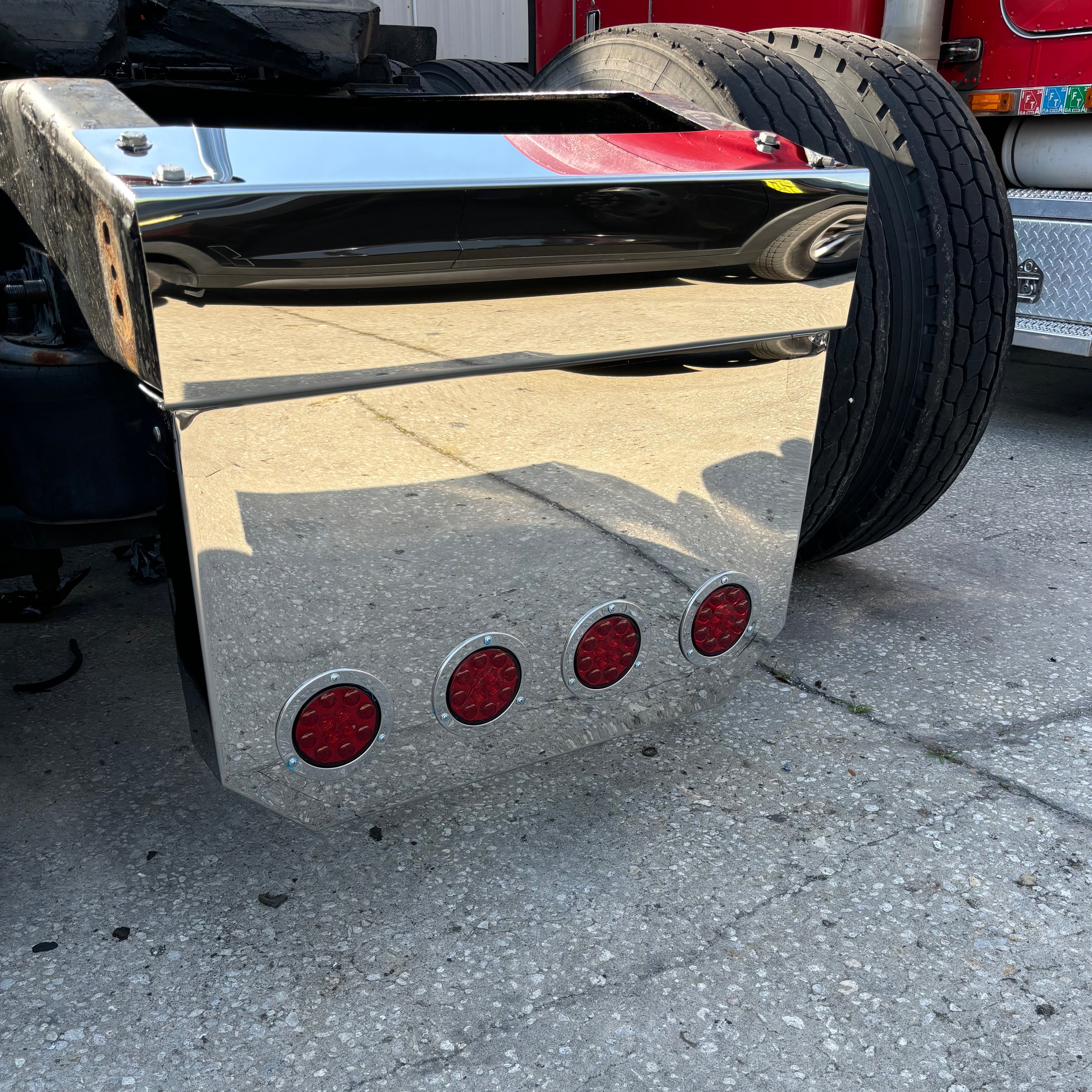 Rear Center Panel 20 Inch Hexagonal Style Stainless Steel W/ 5 - 4 Inch On Front And W/ 2 - 4 Inch Light Holes Cutouts On The Back | Universal Fit | Lighs Not Includedront And W