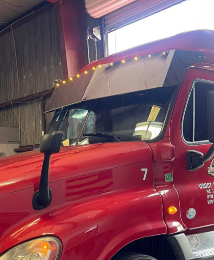 Freightliner Cascadia High Roof Visor Stainless Steel 18, 20 and 22 Inches