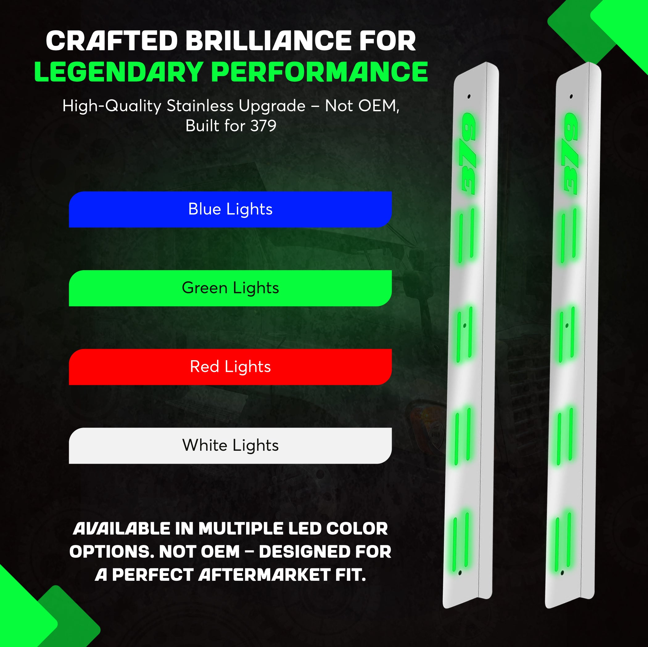 Peterbilt 379 1994-2006 Lighted Peterbilt Style Door Trim Set 3 Inches