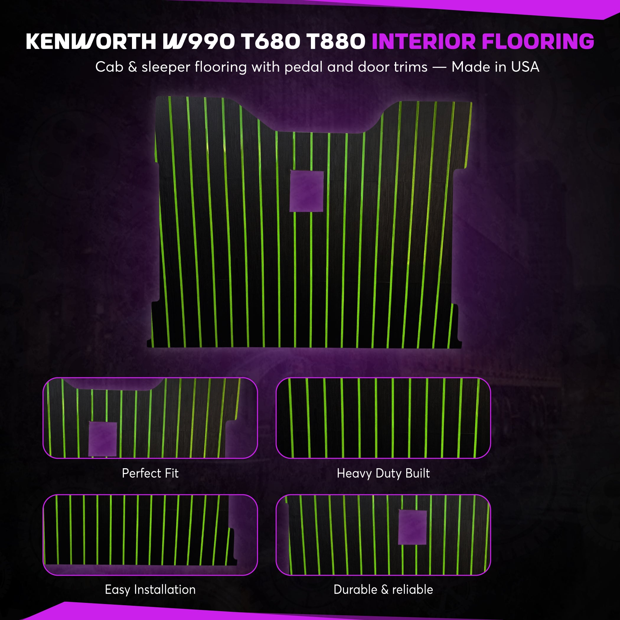 Marine floors compatible with. Kenworth w990 t680 t880 day cab