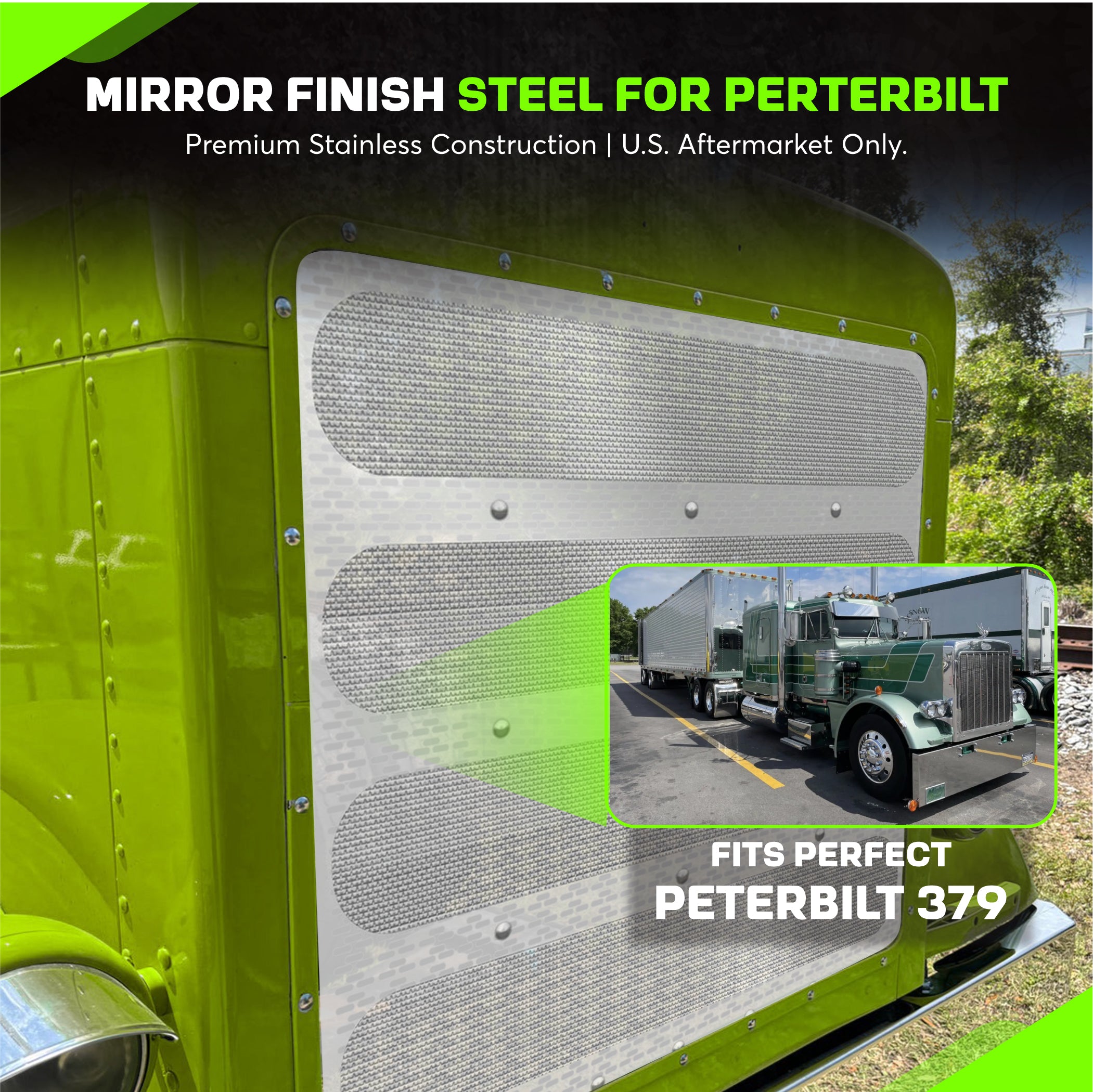 Peterbilt 379 Stainless Steel S1 Hood Grill