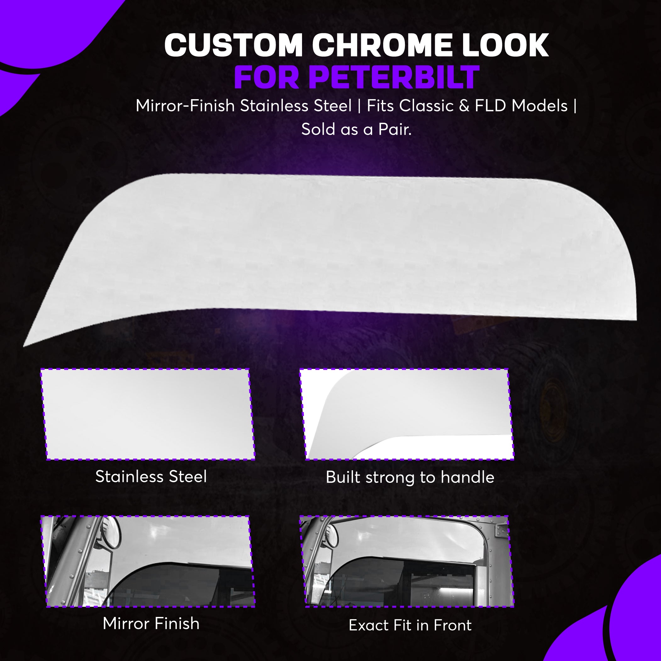 Peterbilt 379 99 and up 6 Inch S Style Window Chops Set