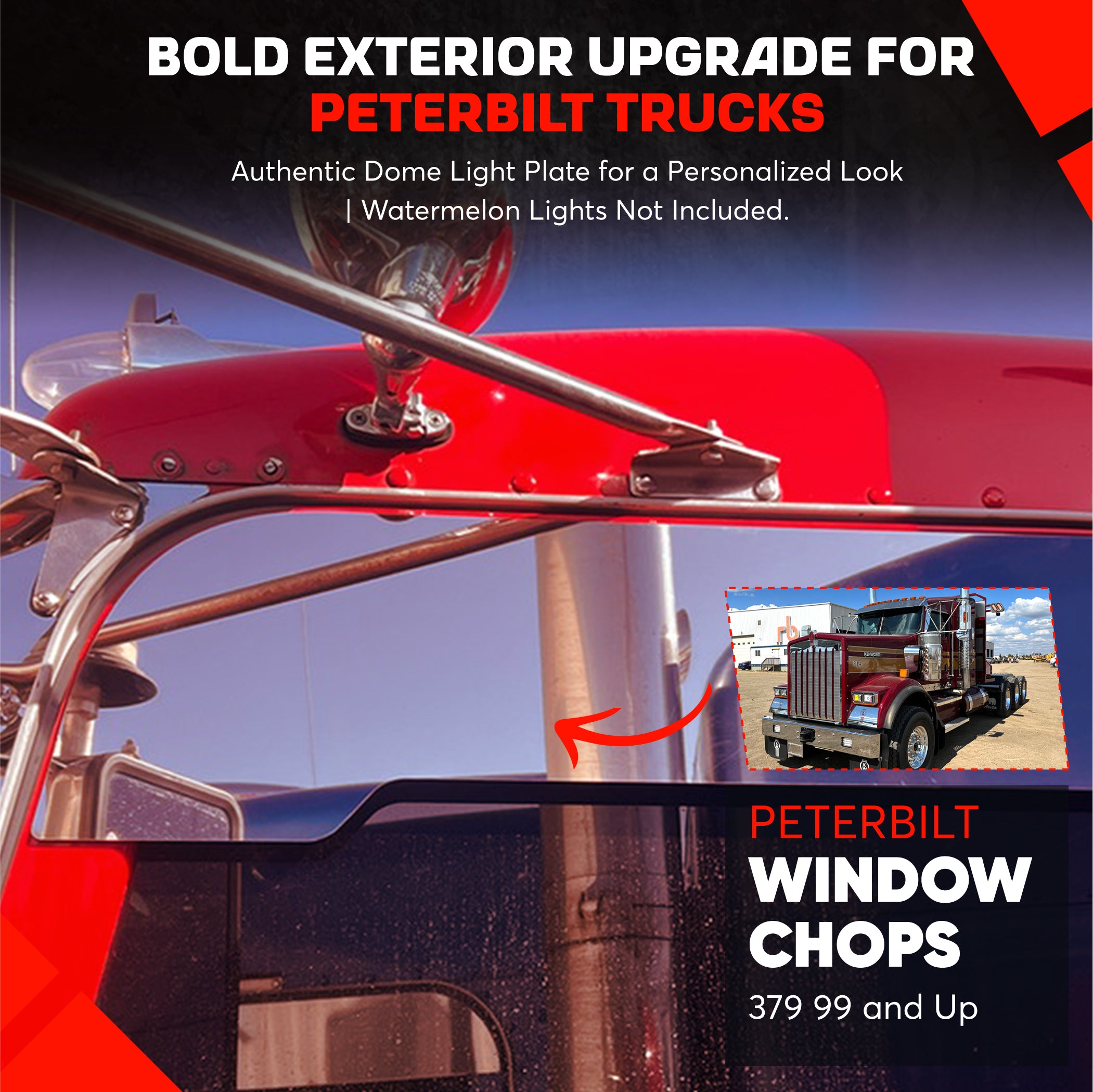 Peterbilt 379 99and up 6 Inch MS Style Window Chops Set