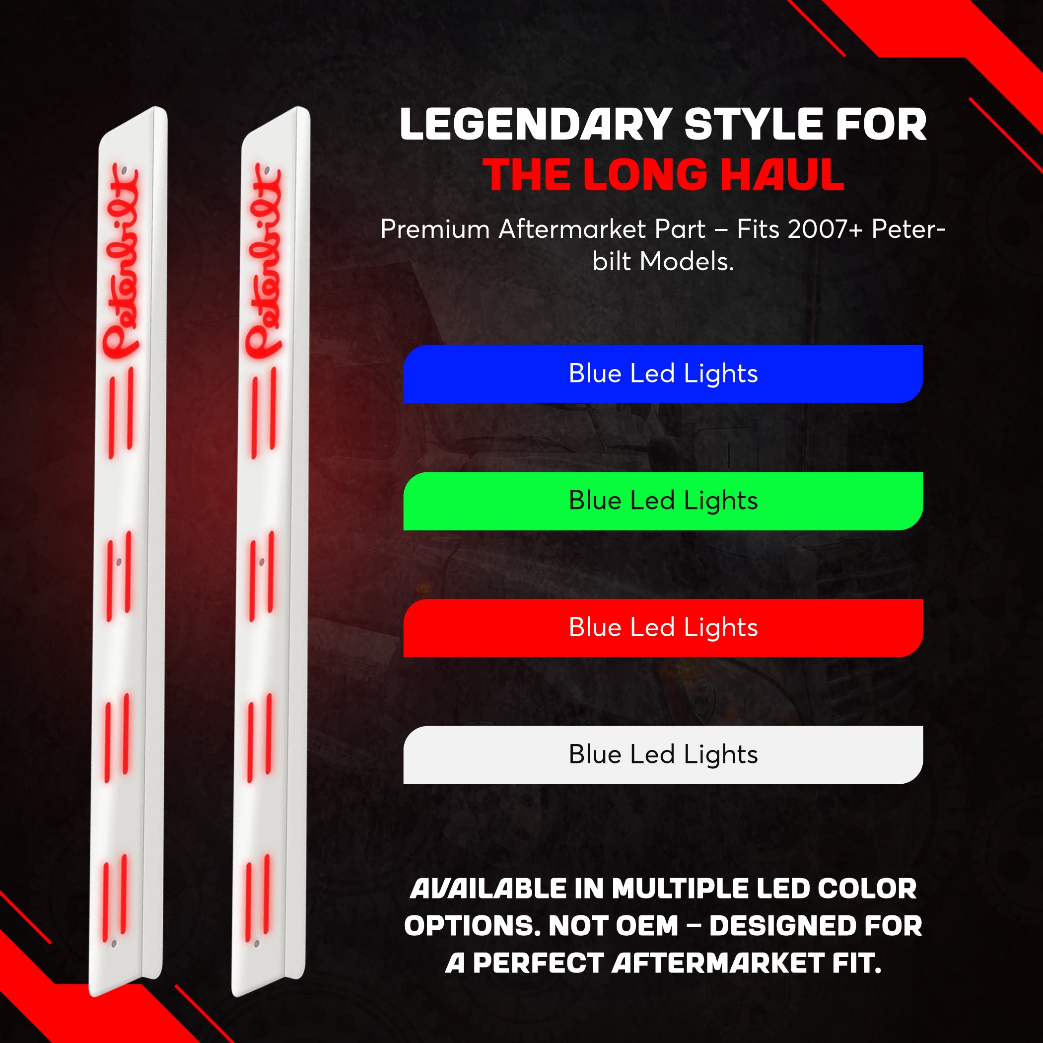 Peterbilt 389 2007 And Up Lighted Peterbilt Style Door Trim Set 3 Inches