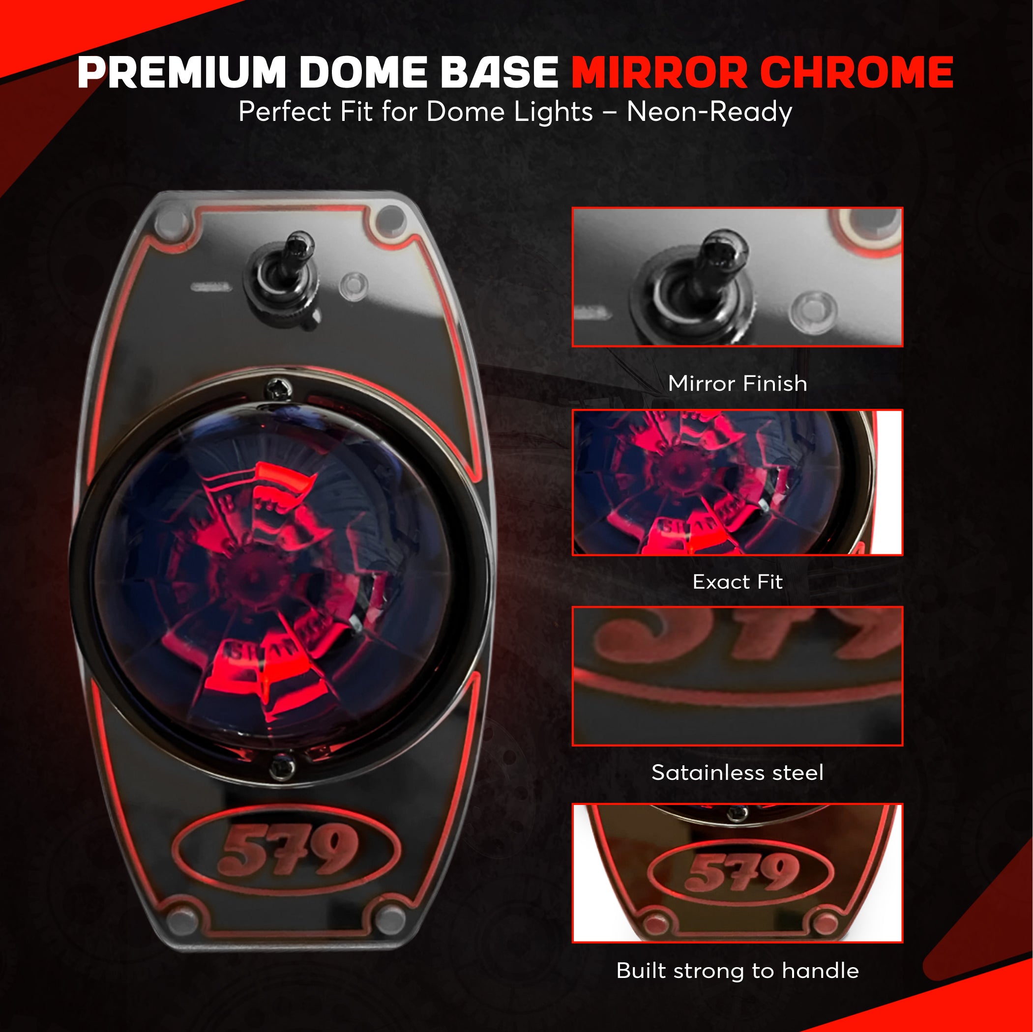 Peterbilt 579 Dome Light Plate Frame Style