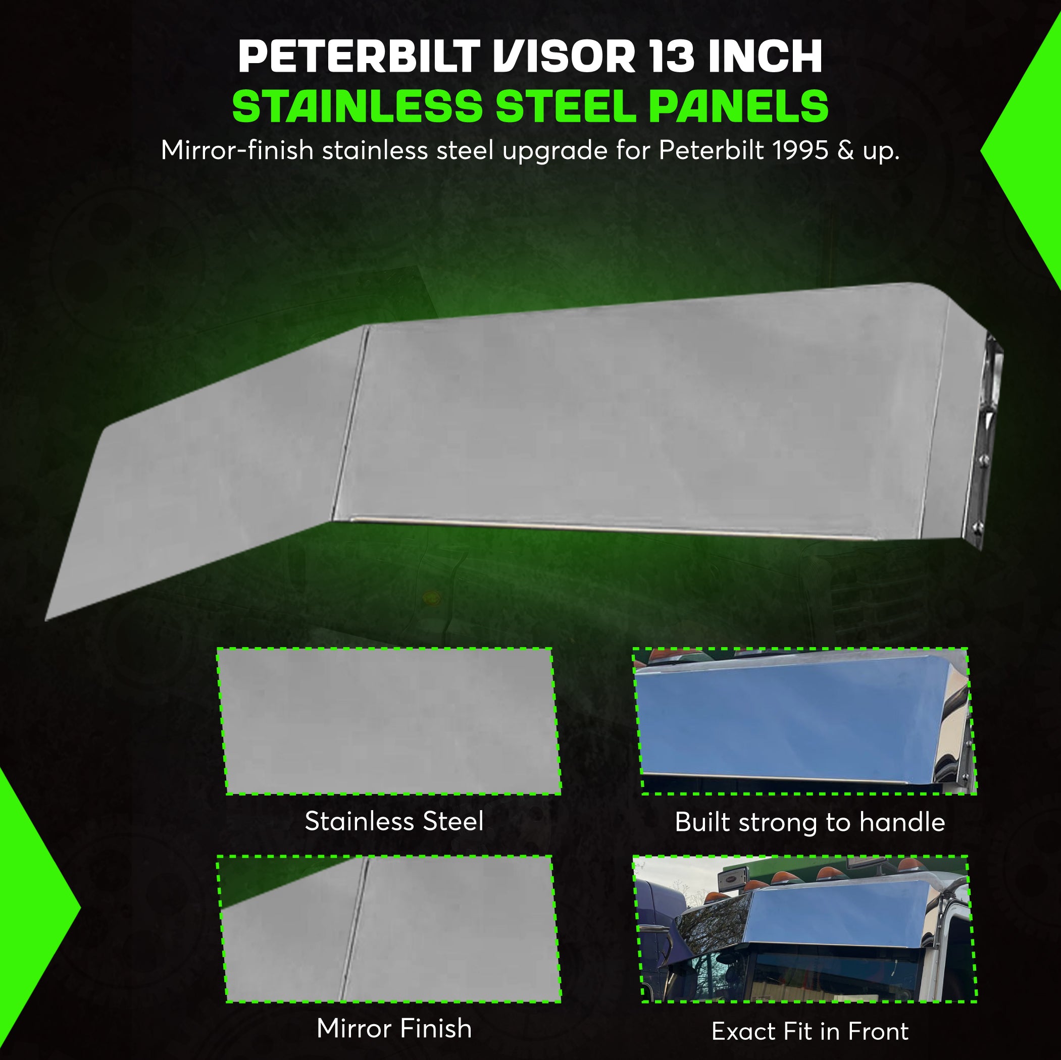 Peterbilt Visor 13 inch for 379 389 388 386 1995 and Up