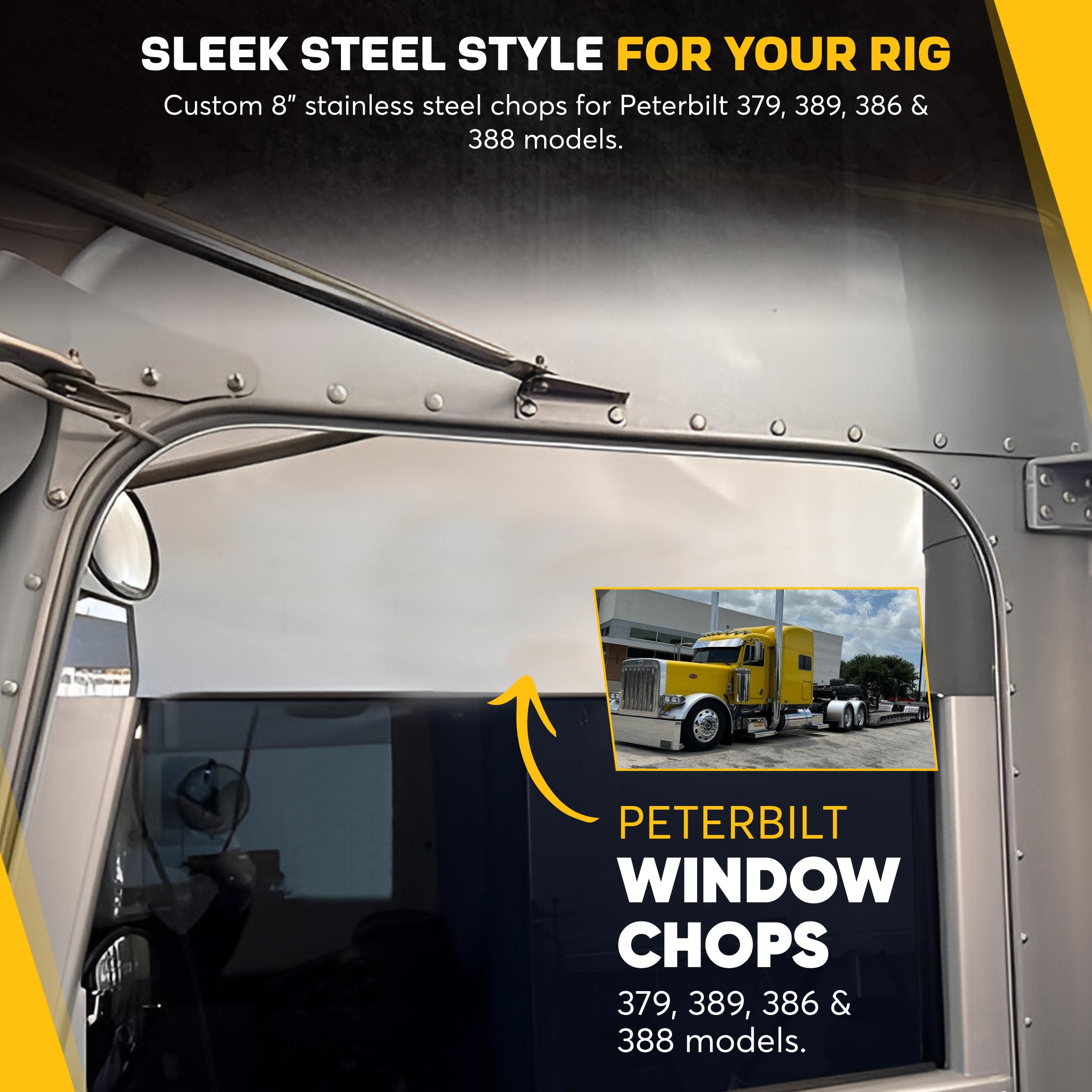Peterbilt 379 99-2005 8 Inch Window Chops Set