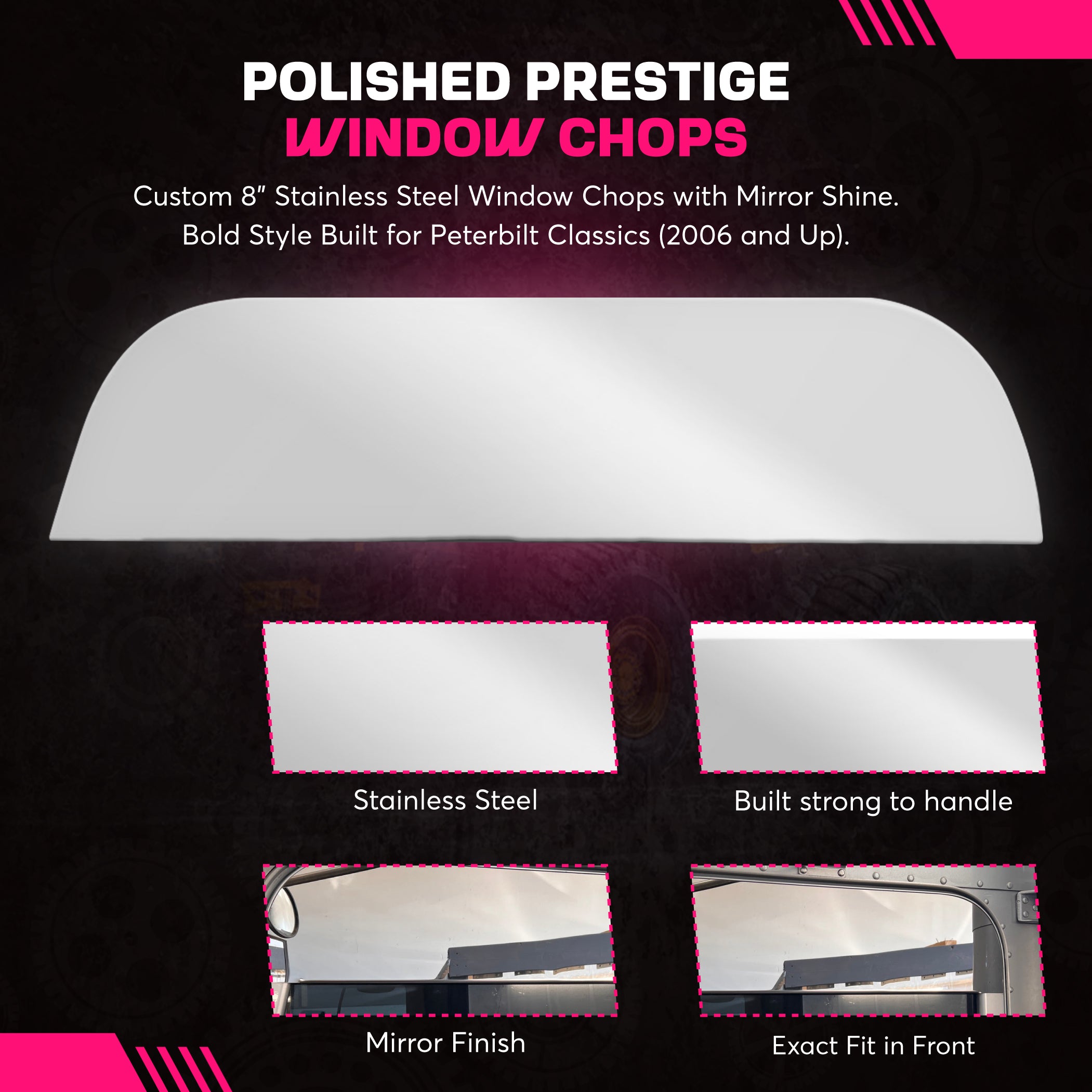 Peterbilt 379 99-2023 6 Inch Window Chops Set
