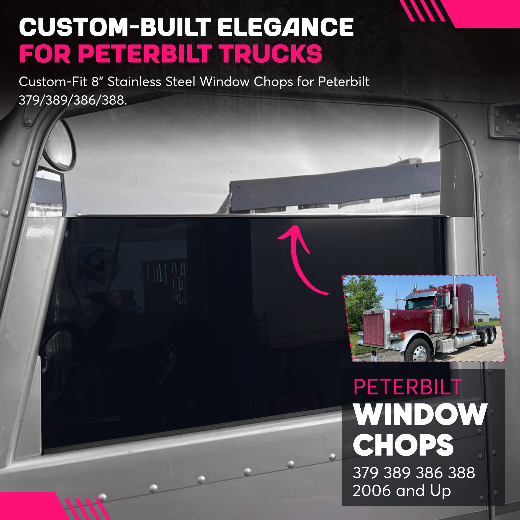 Peterbilt 379 99-2023 6 Inch Window Chops Set