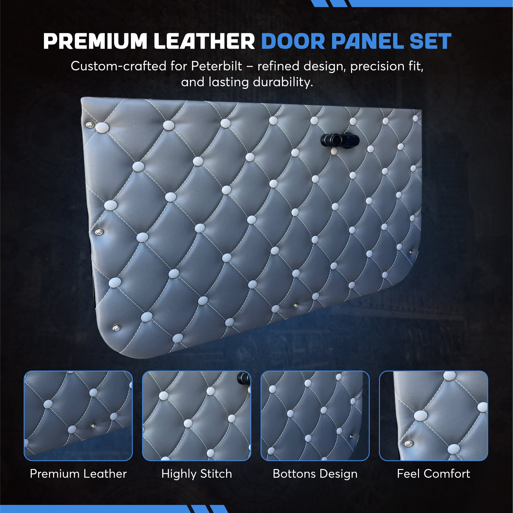 Peterbilt 365, 367, 386, 388 & 389 Leather Full Door Panel SET