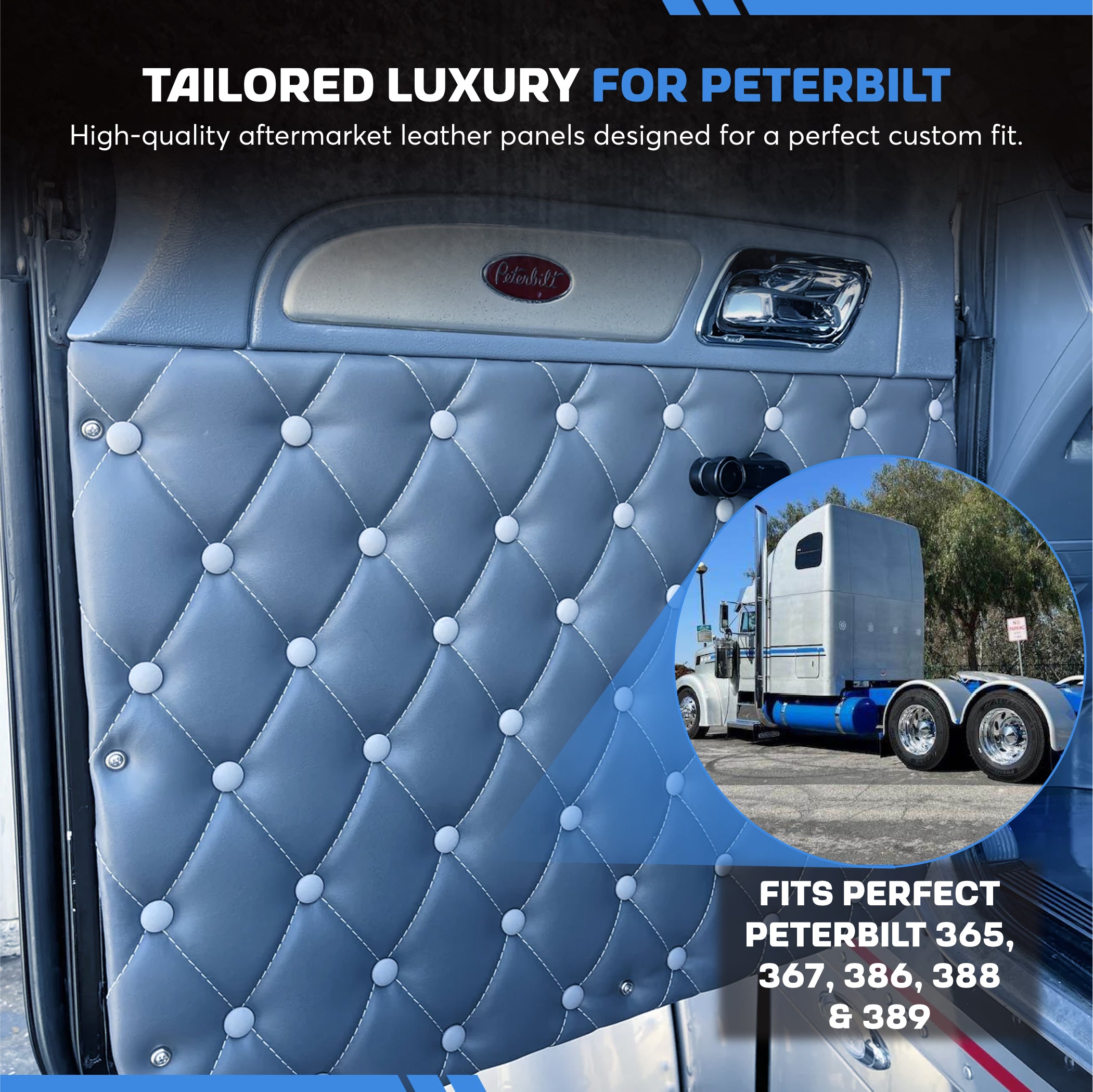 Peterbilt 365, 367, 386, 388 & 389 Leather Full Door Panel SET