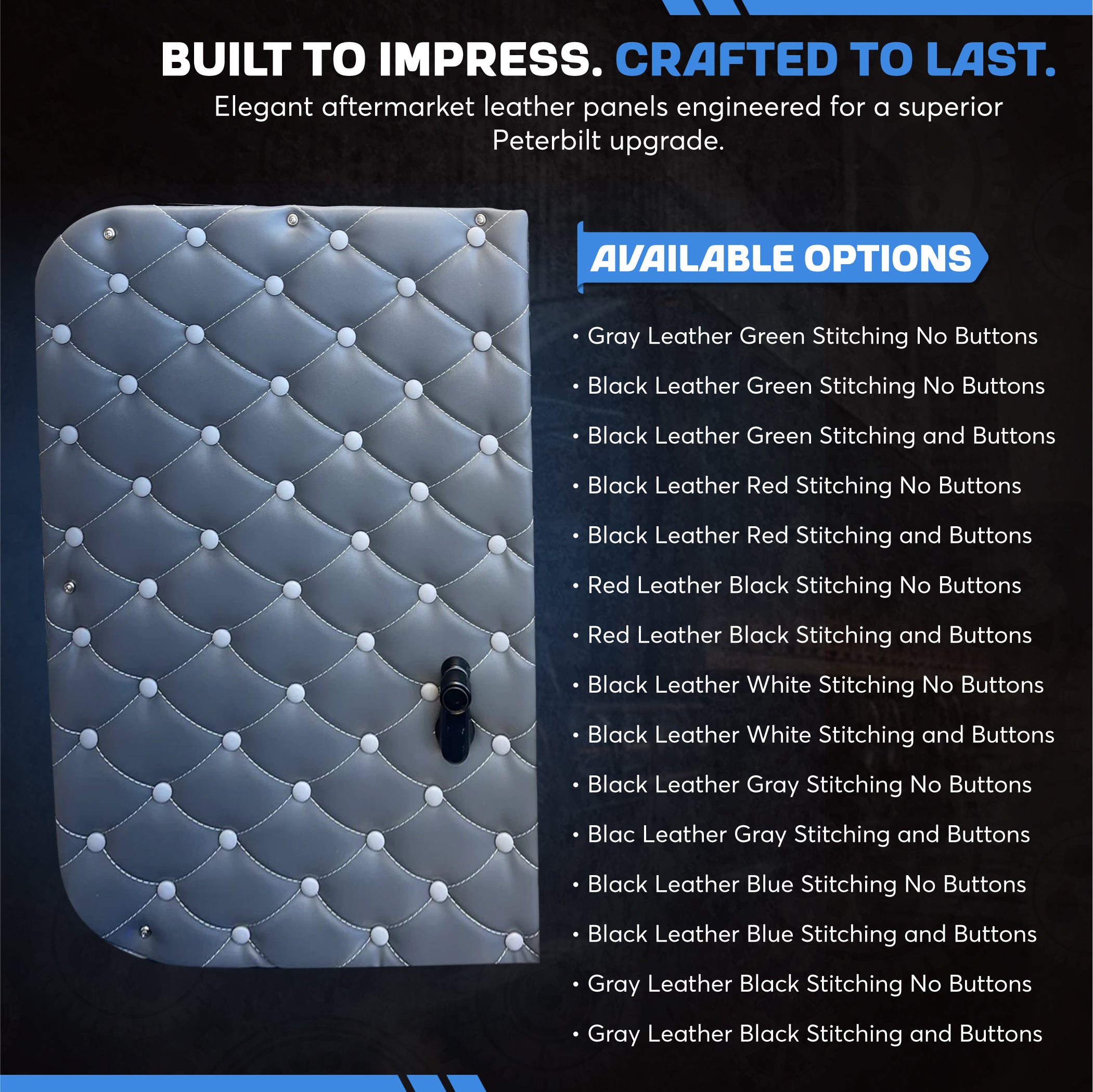 Peterbilt 365, 367, 386, 388 & 389 Leather Full Door Panel SET