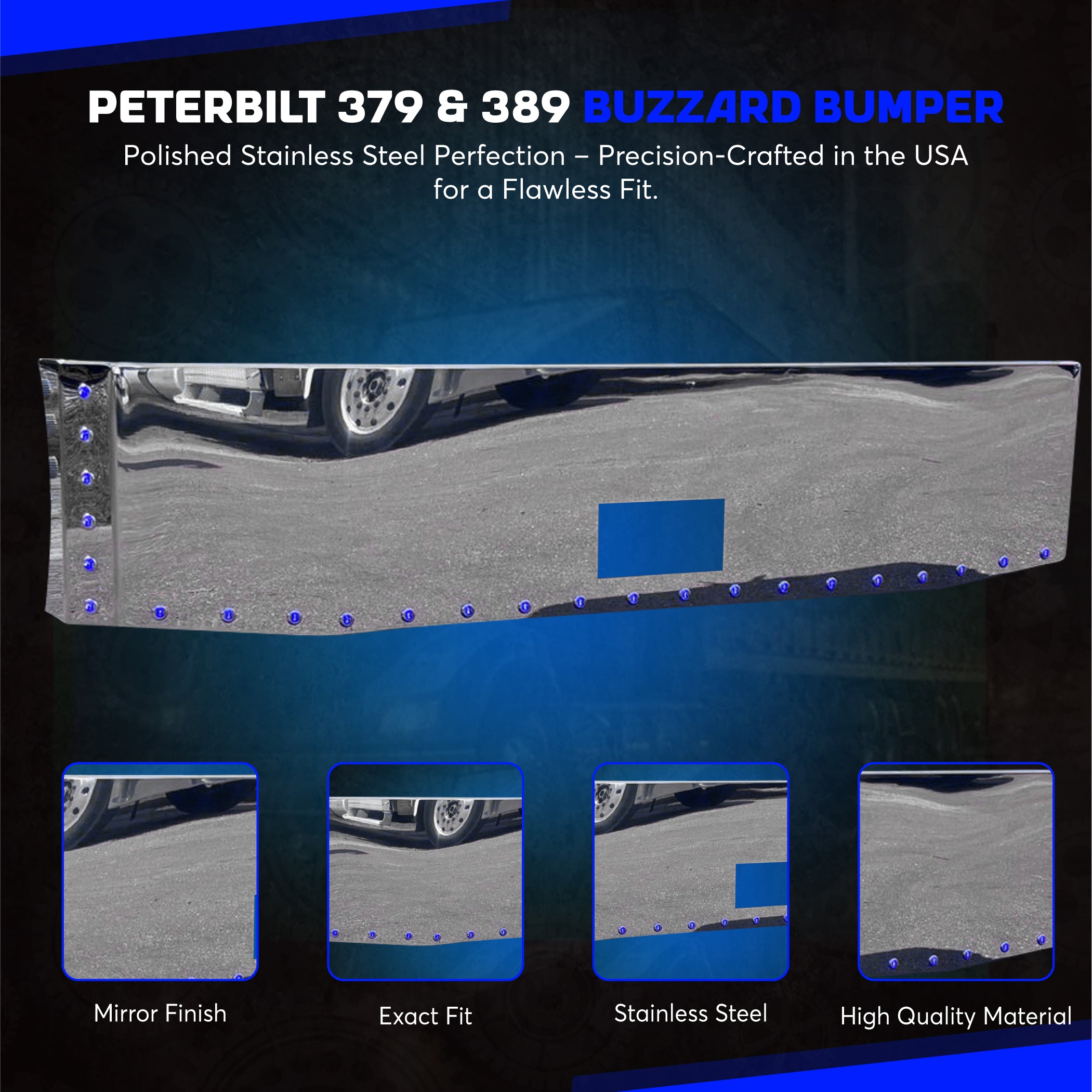 Peterbilt 379 389 Stainless Steel Buzzard Bumper