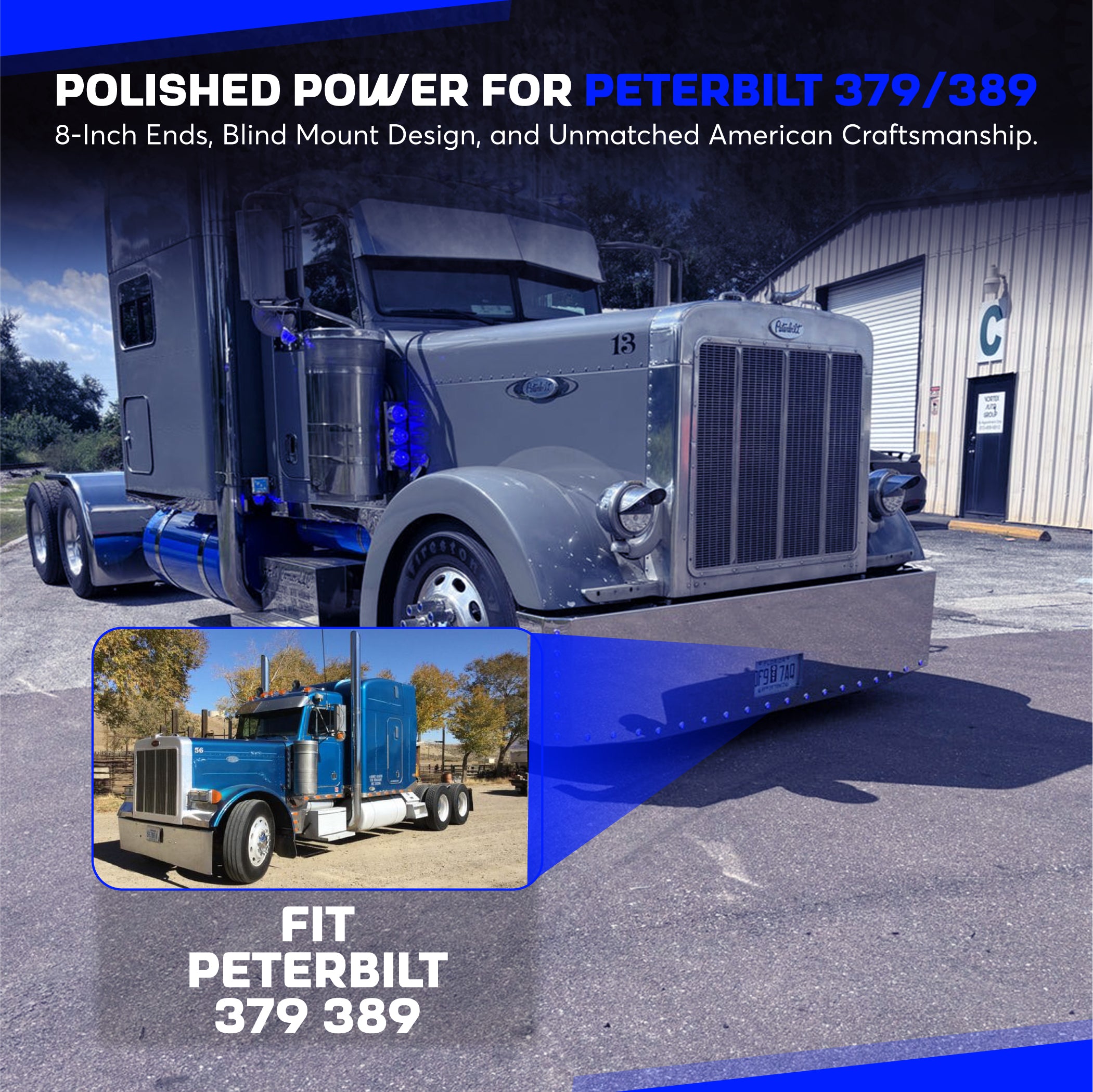 Peterbilt 379 389 Stainless Steel Buzzard Bumper