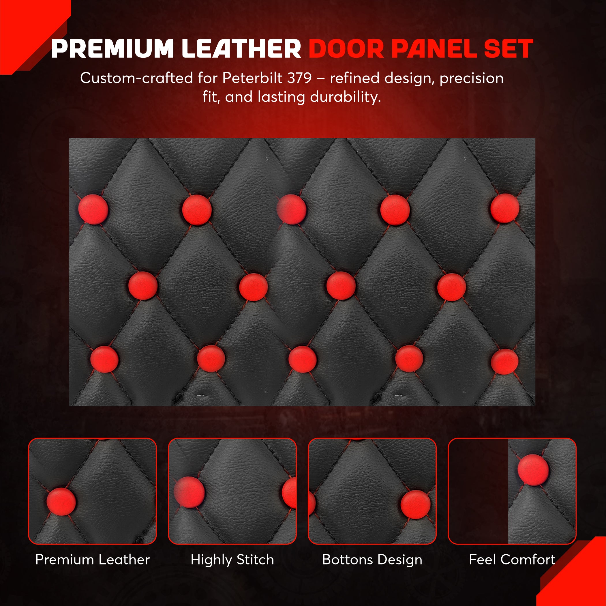 Peterbilt 379 Leather Full Door Panel SET