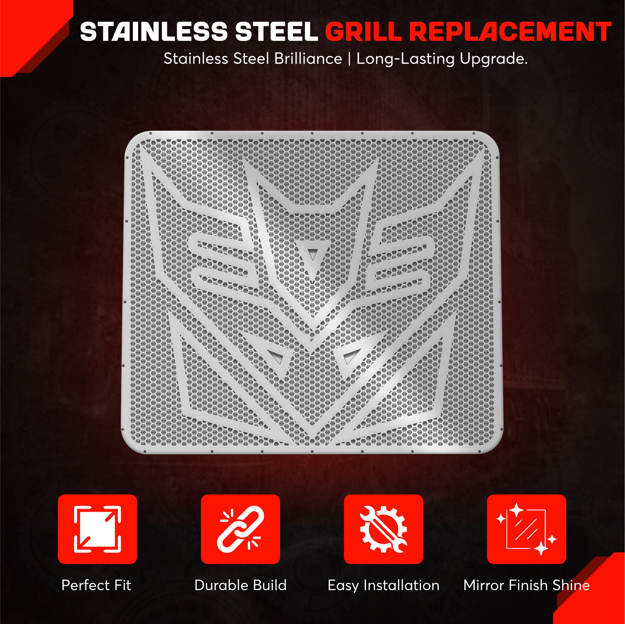 Peterbilt 379 Stainless Steel Transformer Hood Grill