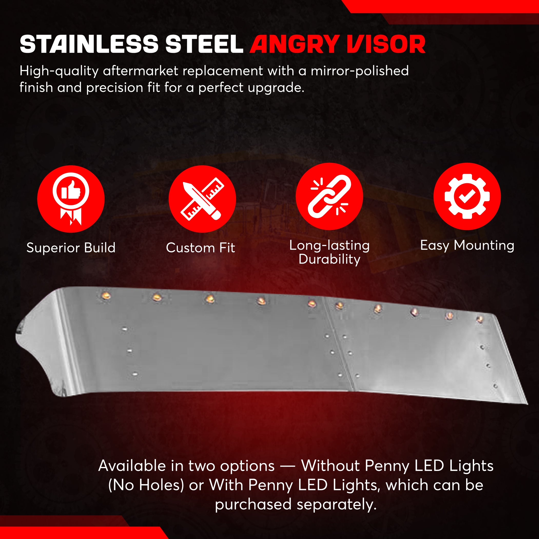 Peterbilt Visor 16 inch Straight peterbilt 579 567