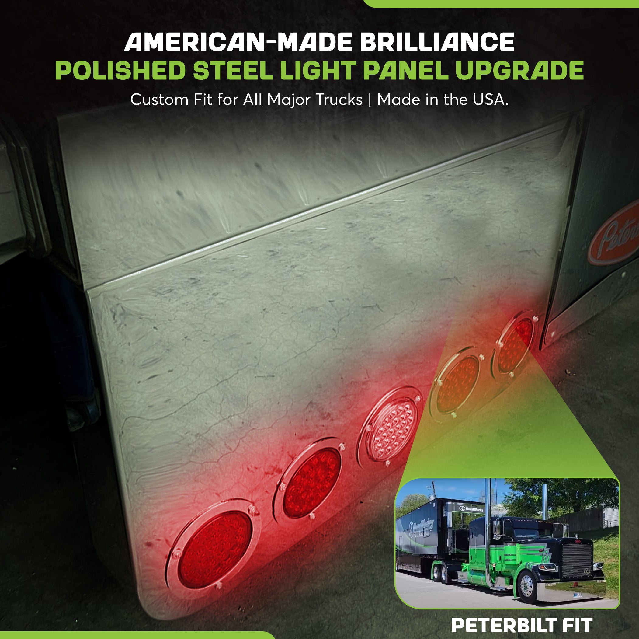 Rear Center Panel 20 Inch RC Style Stainless Steel  W/ 5 - 4 Inch On Front And  W/ 2 - 4 Inch Light Holes Cutouts On The Back | Universal Fit | Lighs Not Included