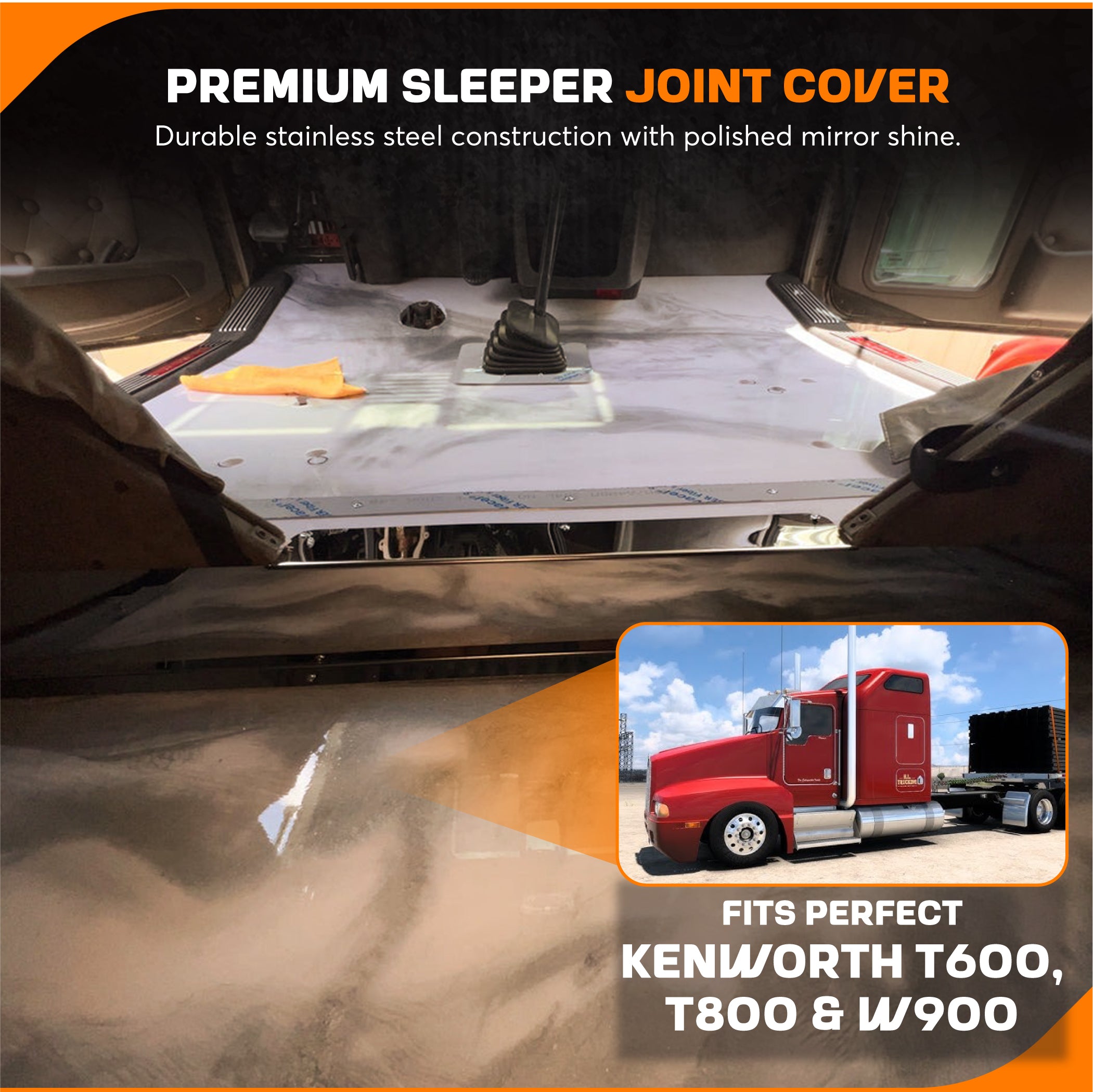 Sleeper Joint Cover Stainless Steel Compatible with Kenworth T600, T800 & W900
