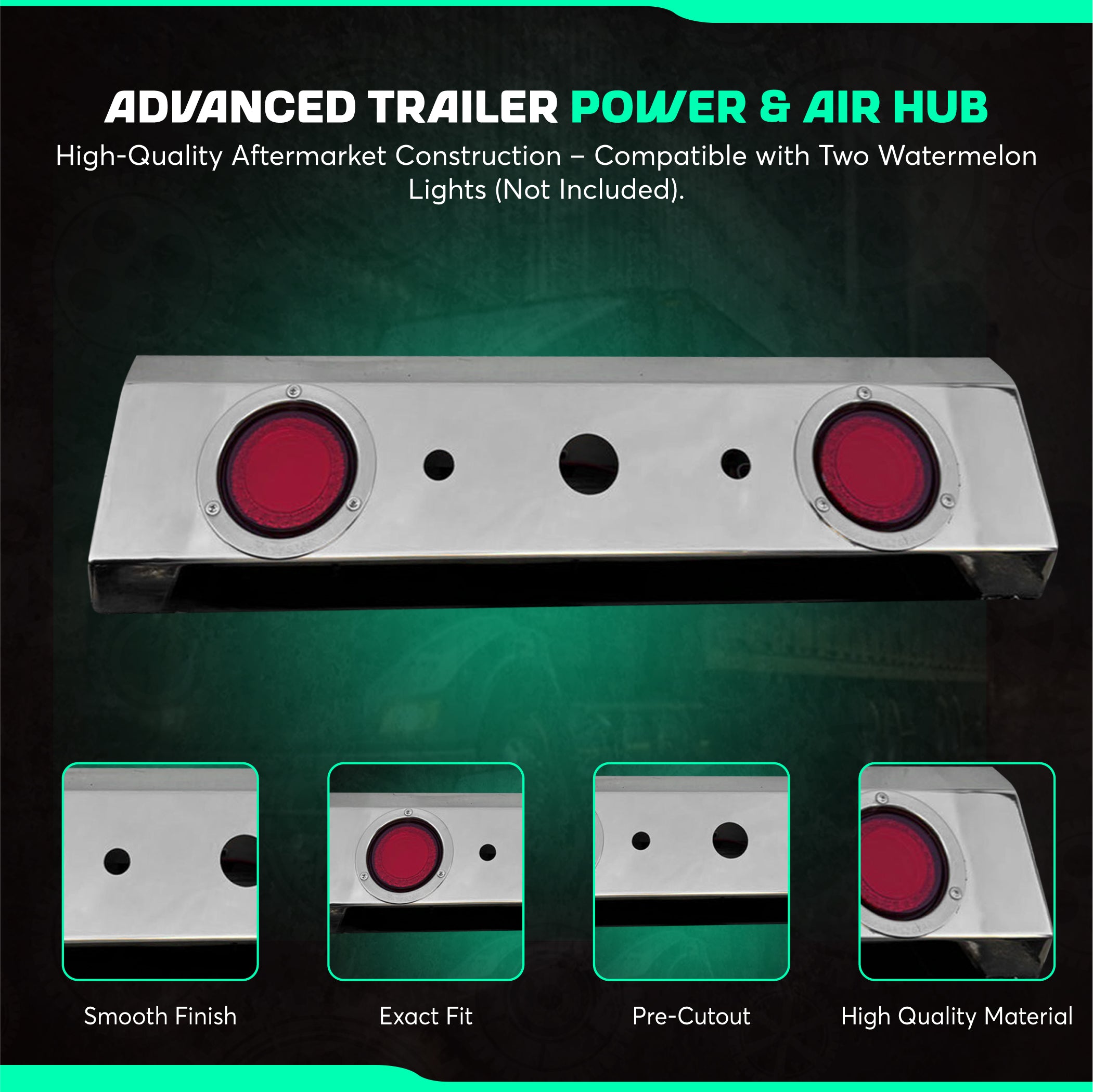 Step Deck Airline With 2 - 4 inches Lights Holes Stainless Steel | Lights Not Included | Universal Fit