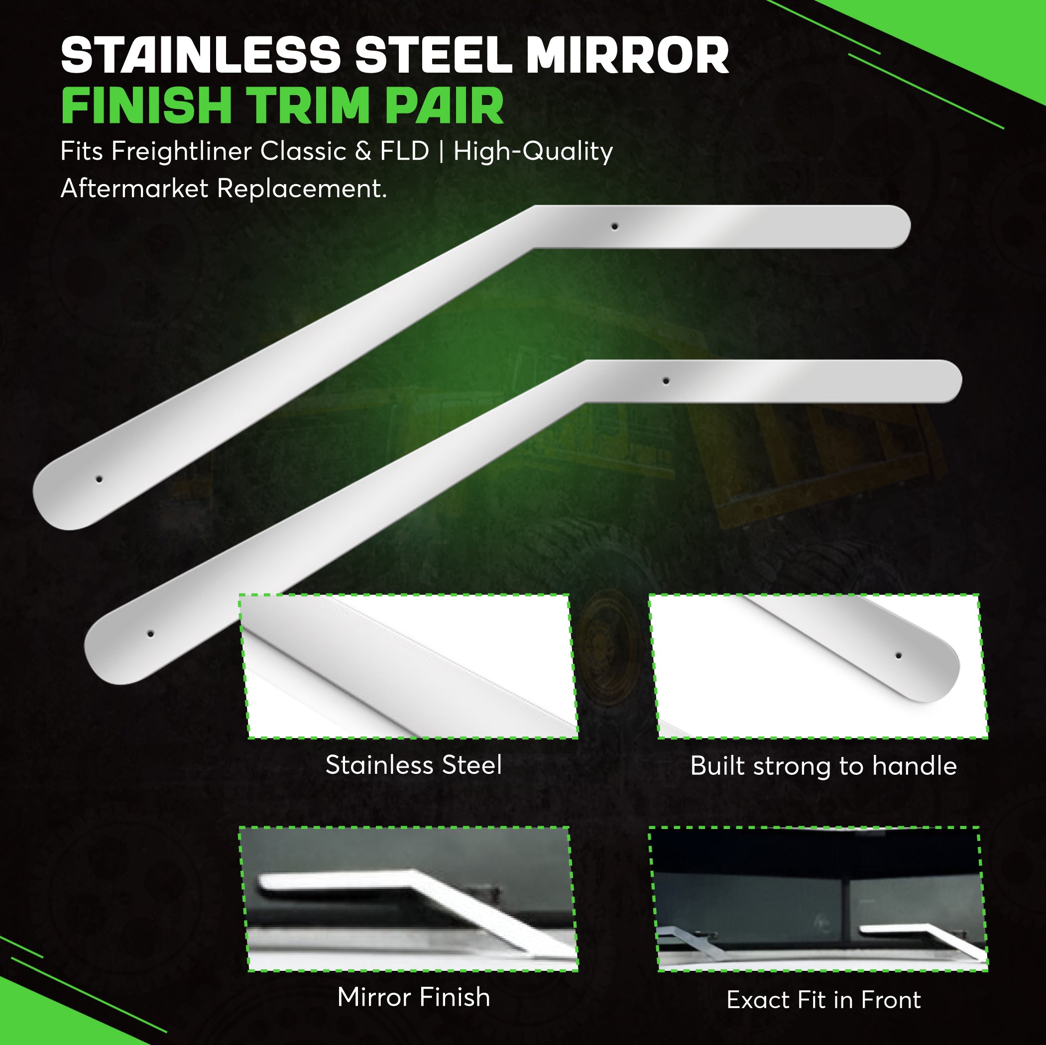 Wiper Covers For Freightliner Classic And Fld Stainless Steel