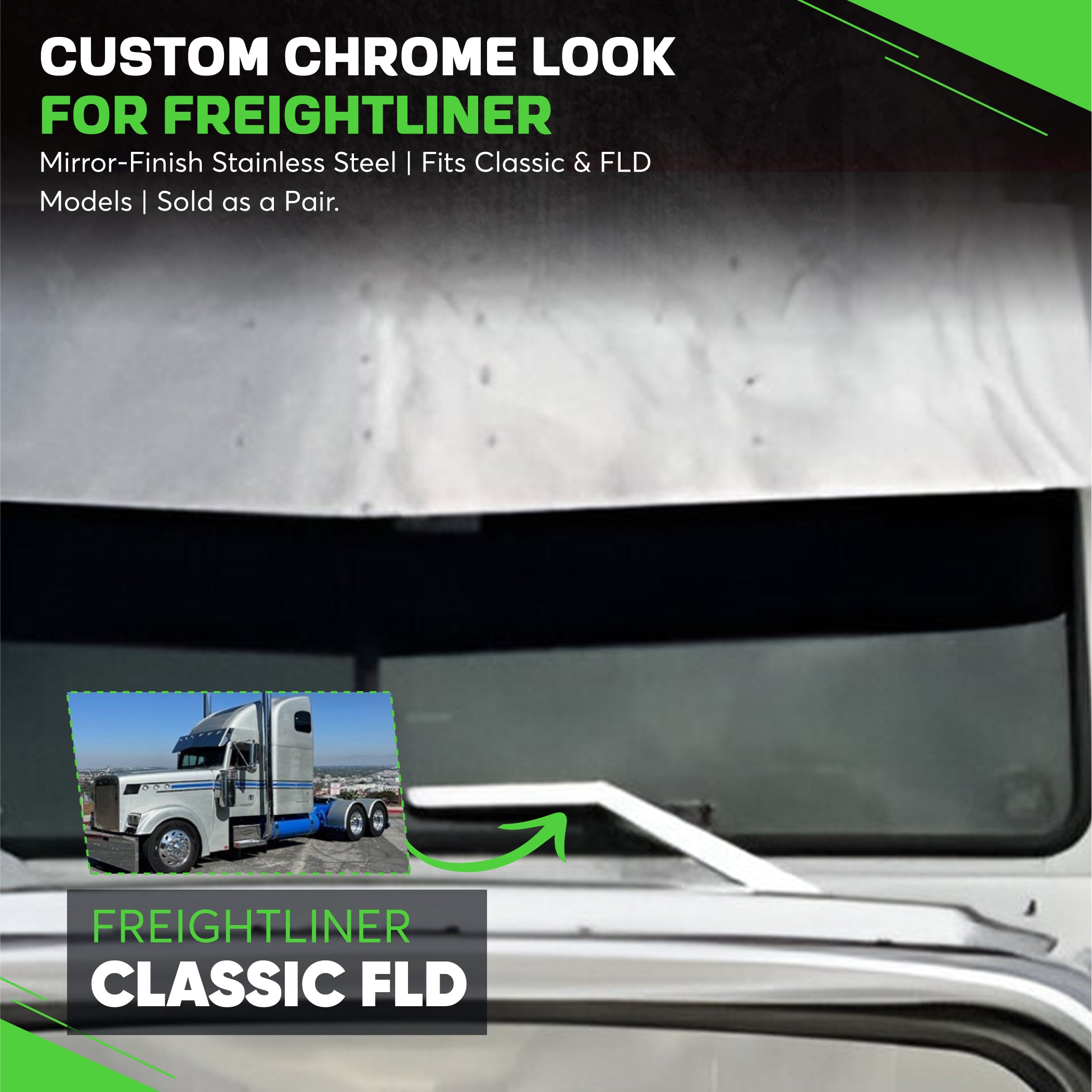 Wiper Covers For Freightliner Classic And Fld Stainless Steel