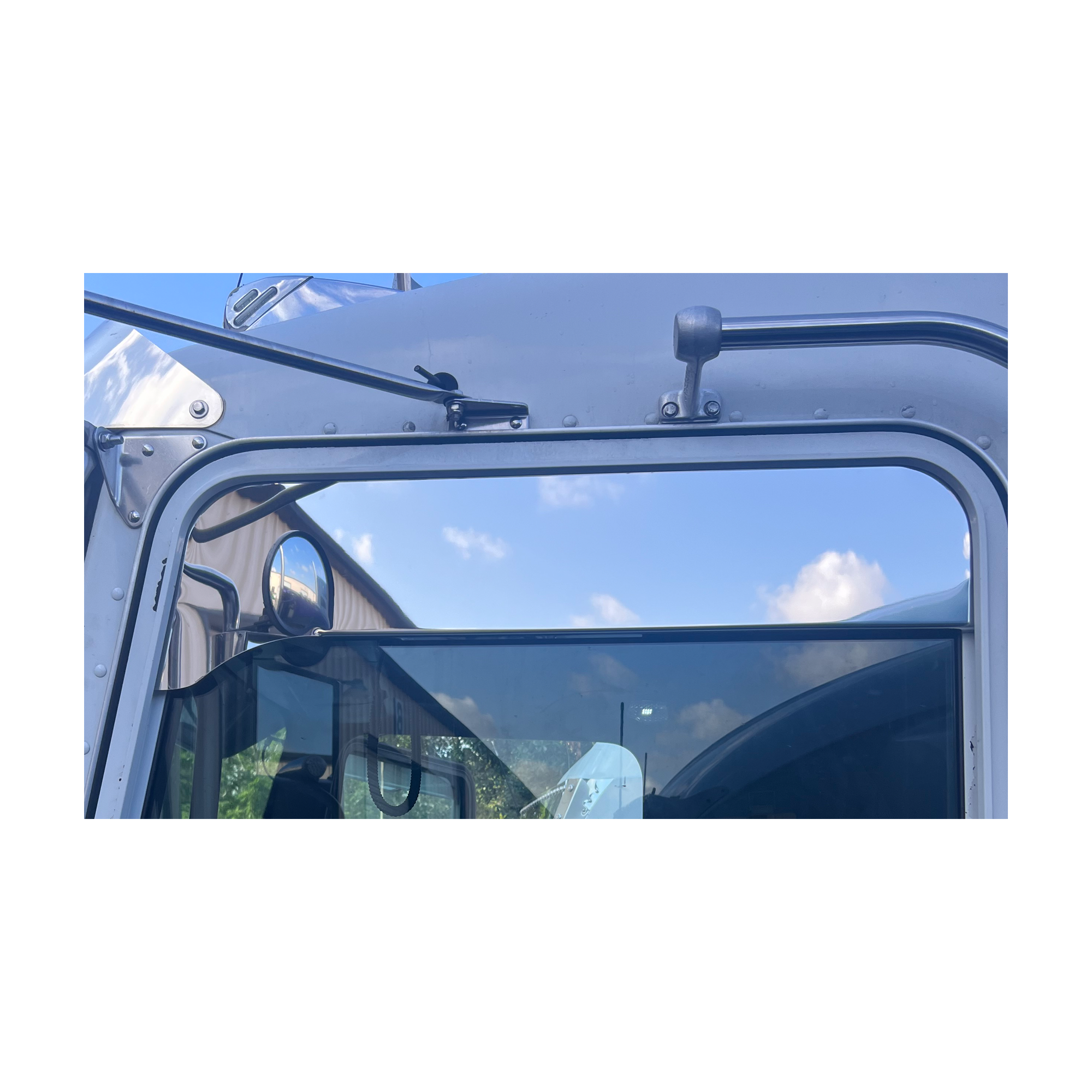 6 Inch Flange Chop Top Windows Set Stainless Steel Compatible with Kenworth T600, T800 & W900