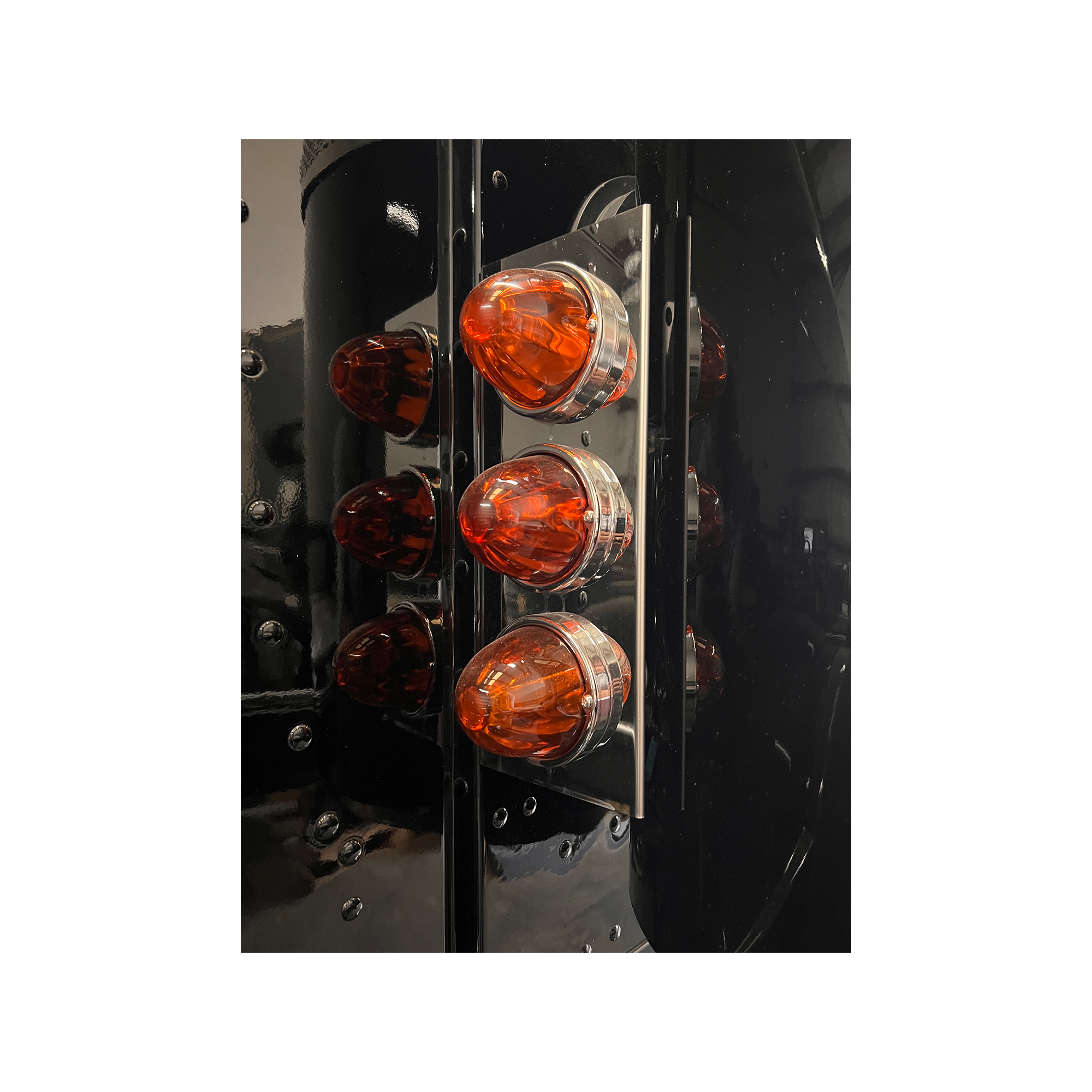 Peterbilt 379 1993-2007 Air Filter Cover Set 13 Inch Set Watermelon Lights Not Included