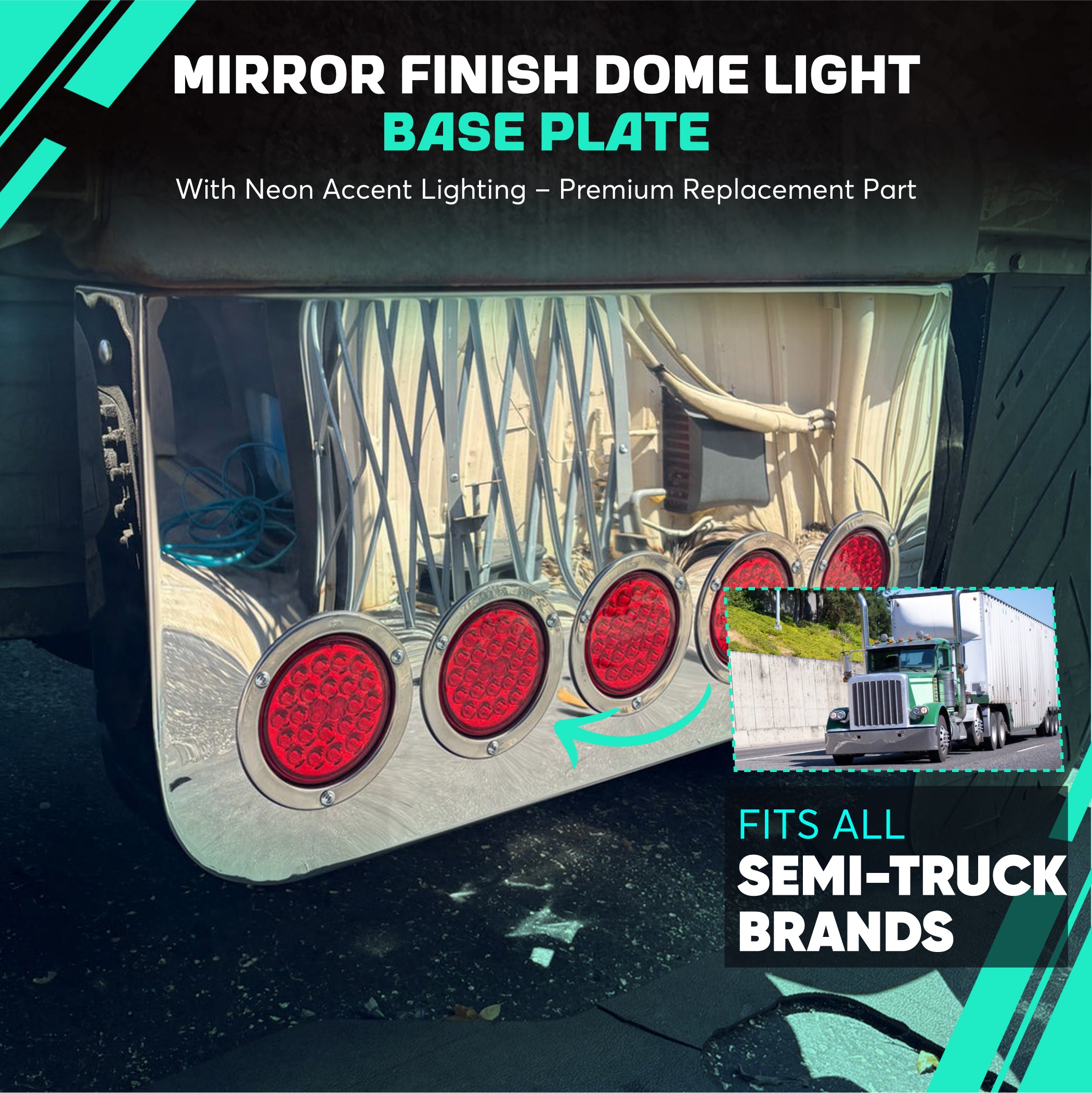 Rear Center Panel 20 Inch RC Style Stainless Steel  W/ 4 - 4 Inch On Front And  W/ 2 - 4 Inch Light Holes Cutouts On The Back | Universal Fit | Lighs Not Included